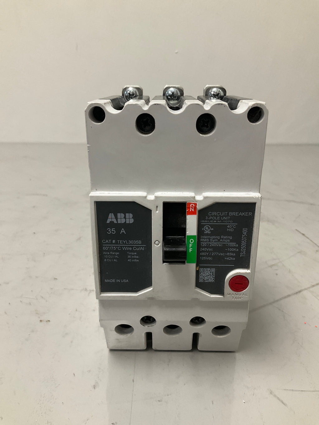 Used TEYL3035B 3 Pole, 35 Amps, 480 Volts Circuit Breaker