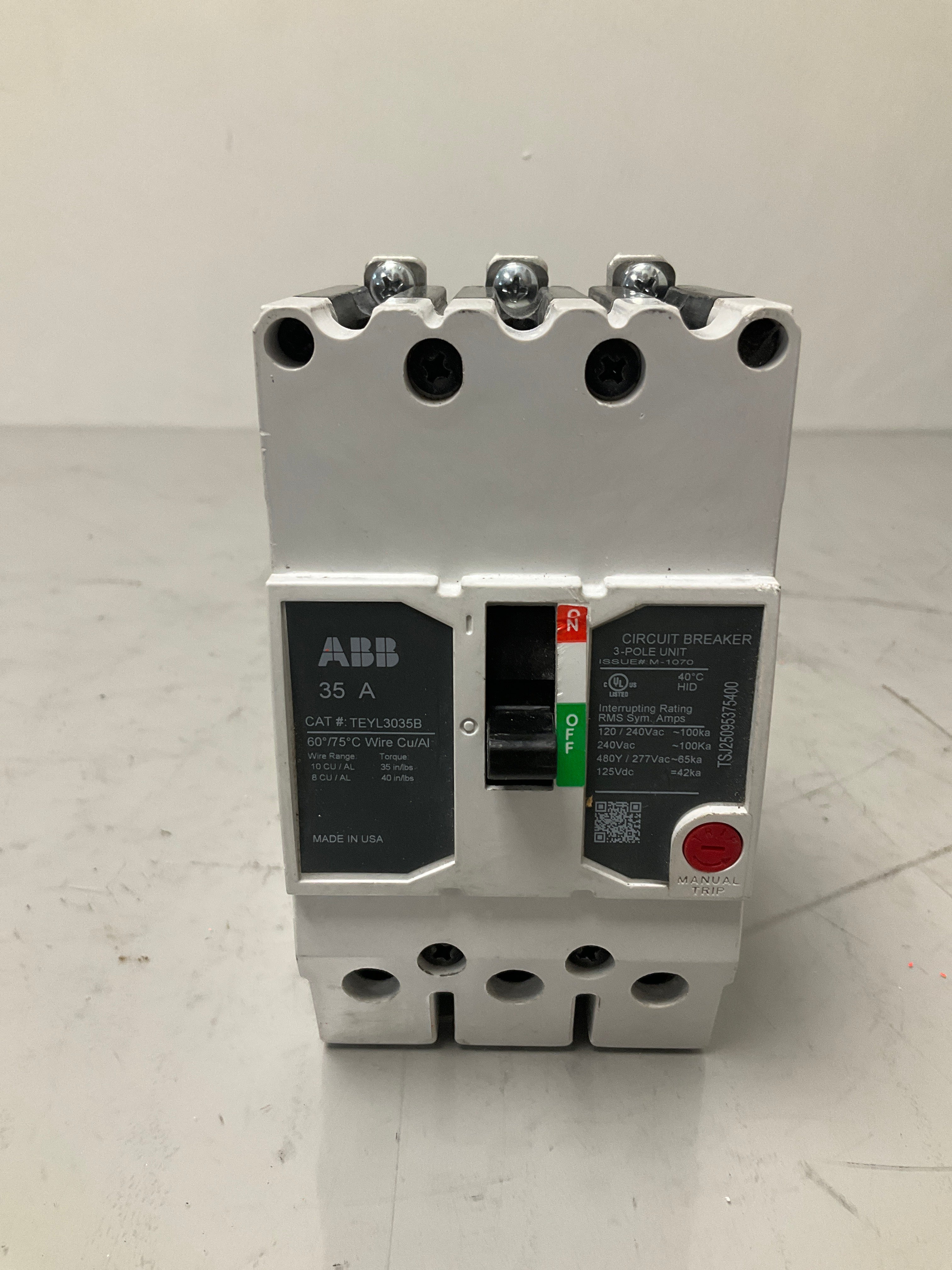 Used TEYL3035B 3 Pole, 35 Amps, 480 Volts Circuit Breaker
