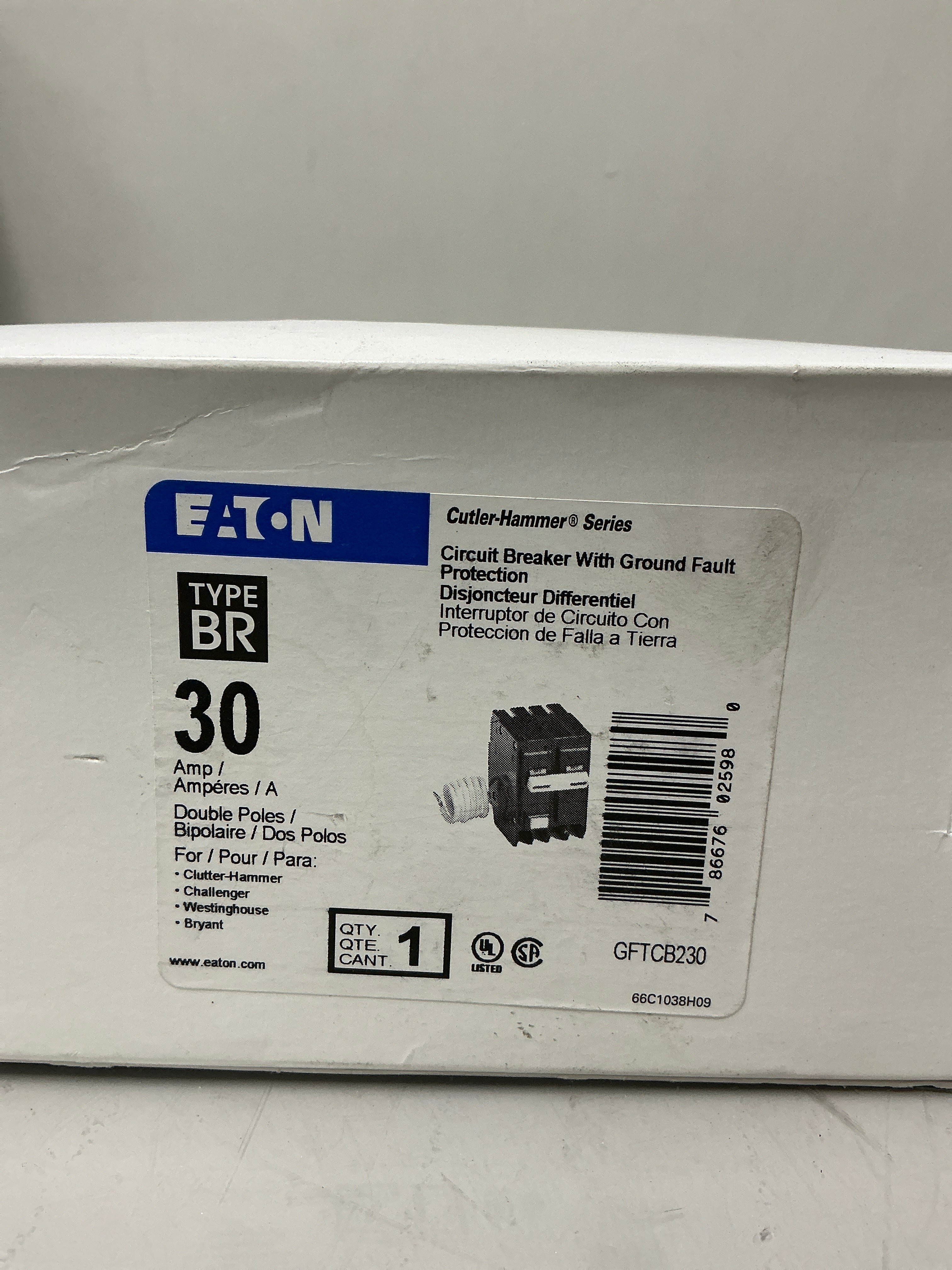 New Eaton GFTCB230 2 Pole, 30 Amps, 240 Volts Circuit Breaker