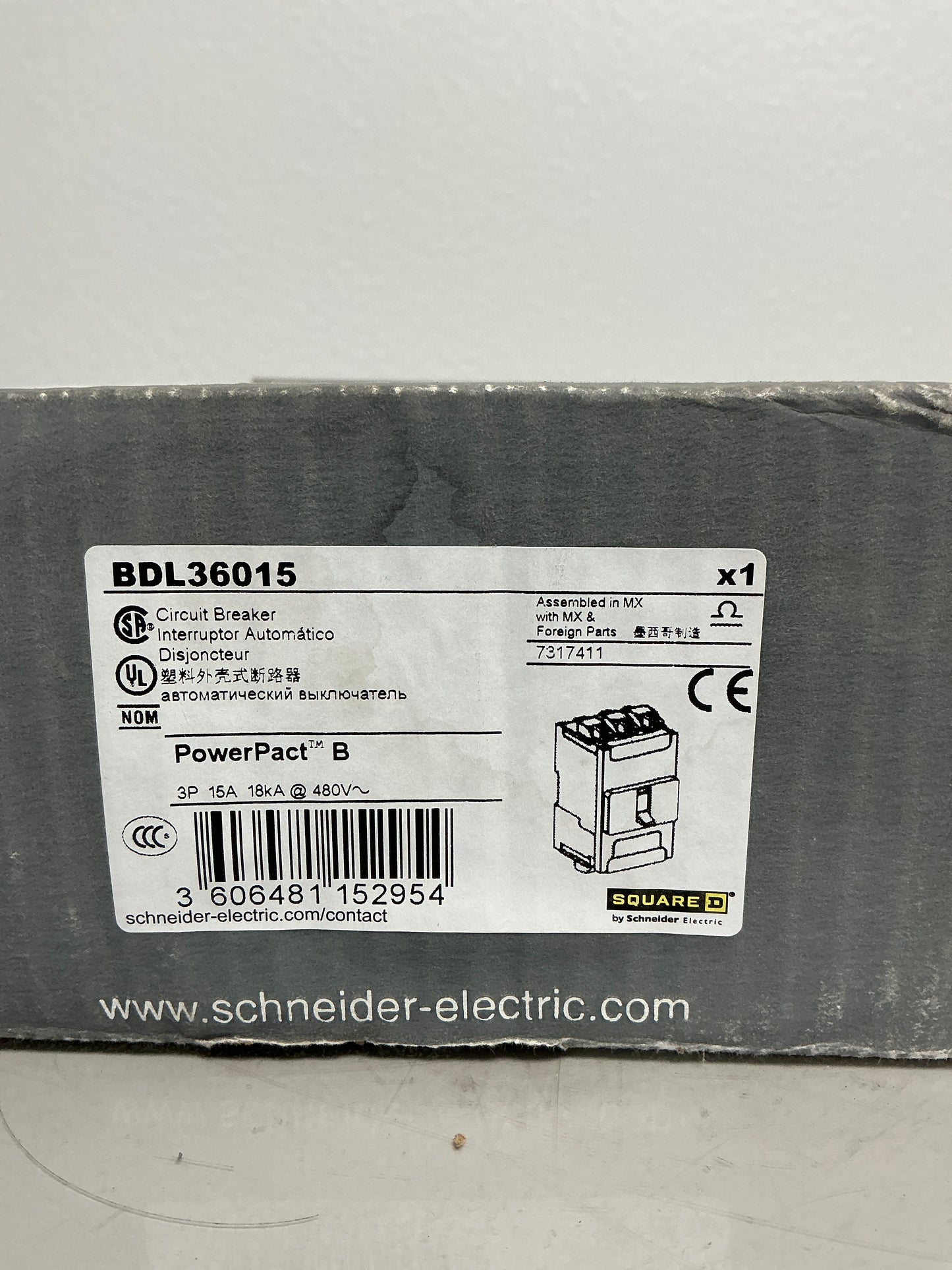 New Square D BDL36015 3 Pole, 15 Amps, 600 Volts