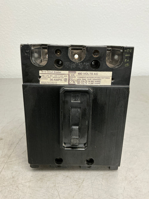 *CHIPPED*Used EH3-B30 3 Pole, 30 Amps, 480 Volts Circuit Breaker