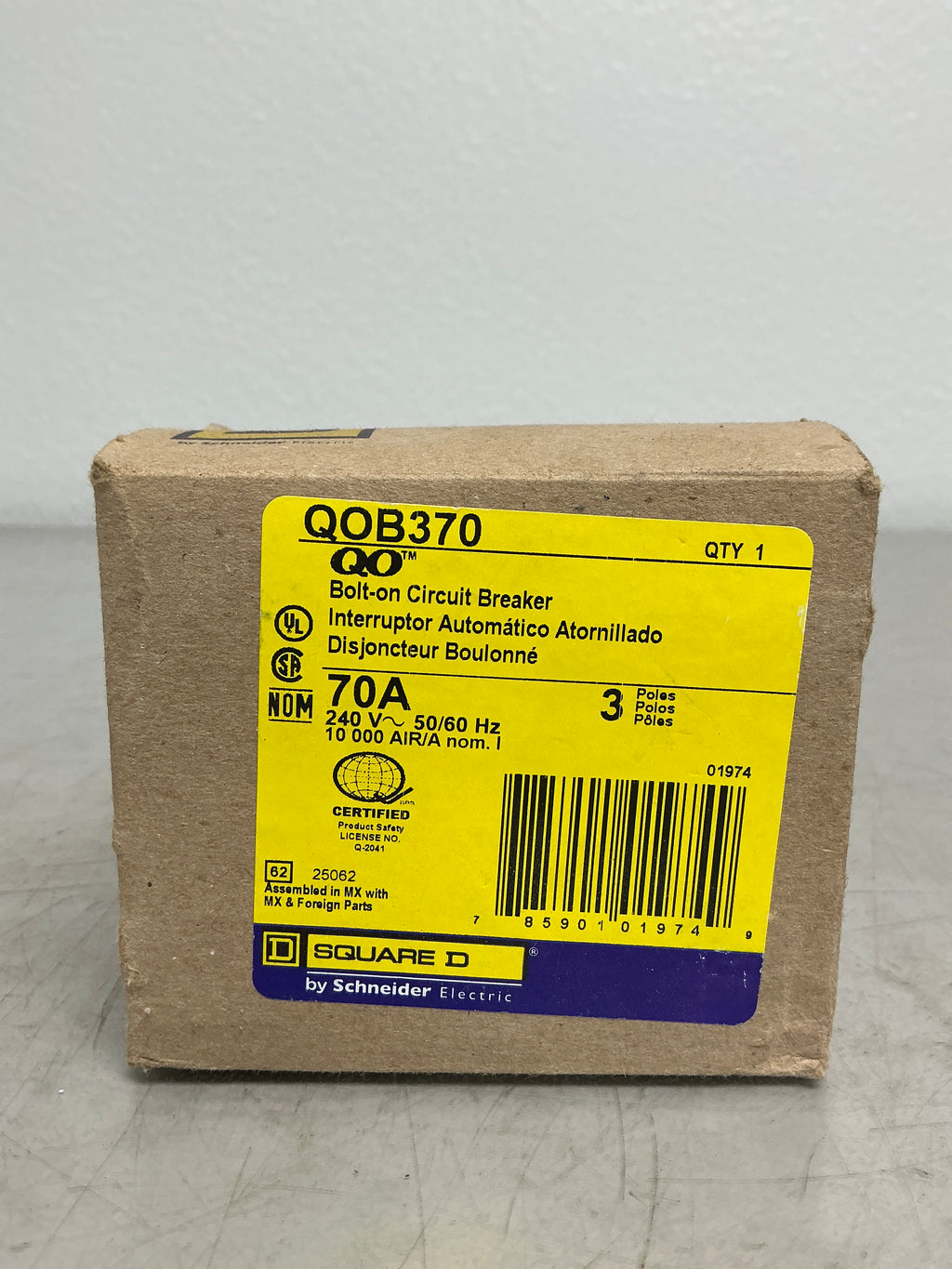 New Square D QOB370 3 Pole, 70 Amps, 240 Volts