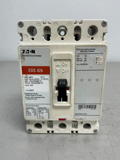 Used Eaton EDS3200BP10 3 Pole, 200 Amps, 240 Volts