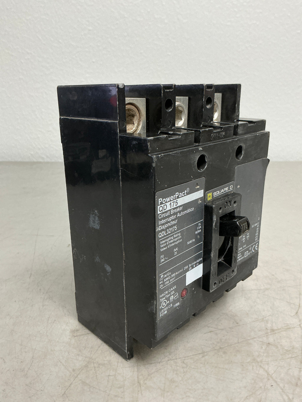 Used Square D QDL32175 3 Pole, 175 Amps, 240 Volts Circuit Breaker