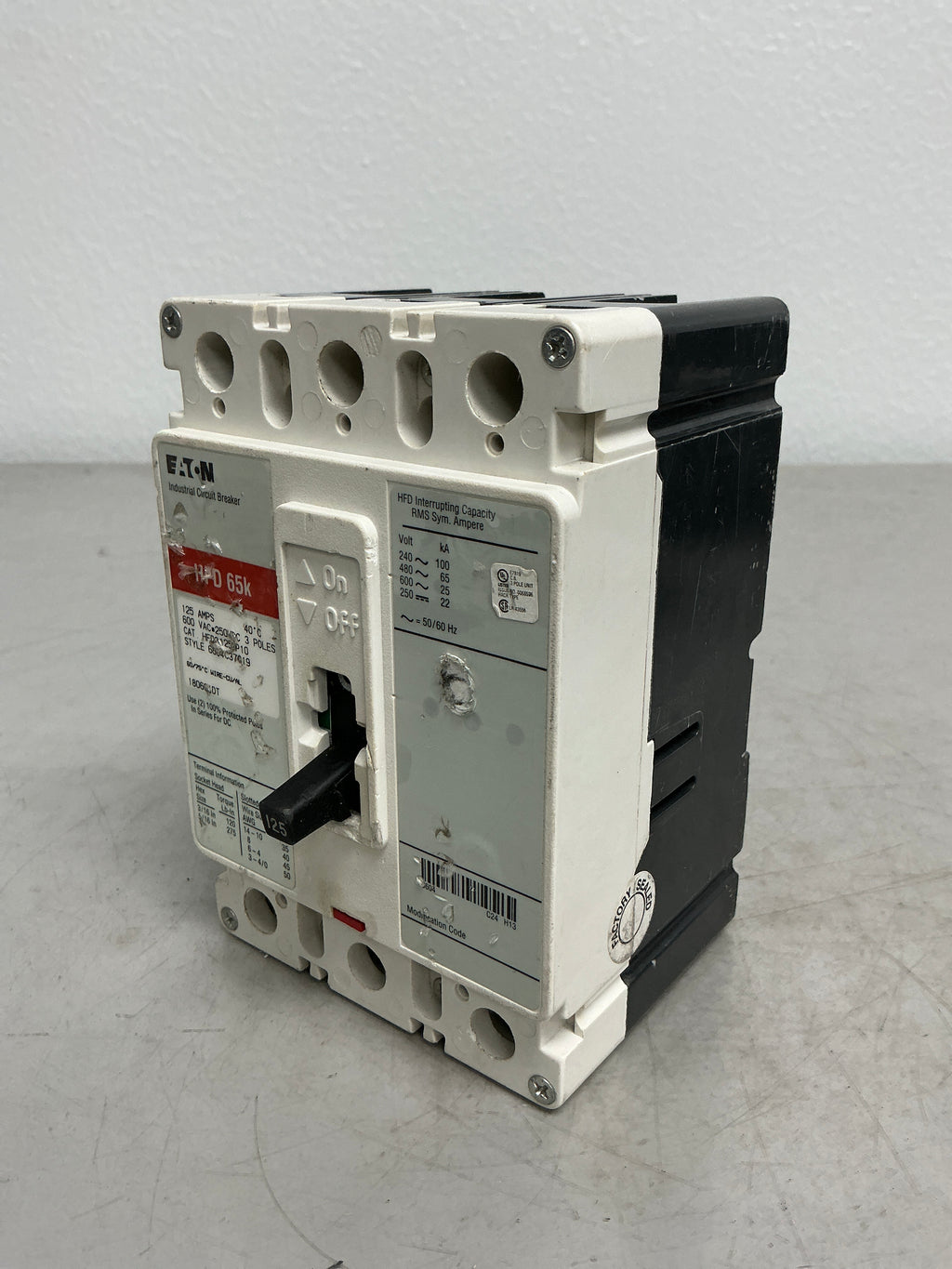 Used Eaton HFD3125BP10 3 Pole, 125 Amps, 480 Volts
