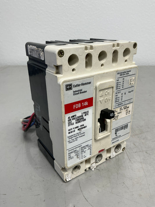 Used FDB3040L with Auxiliary 3 Poles, 40 Amps, 600 Volts