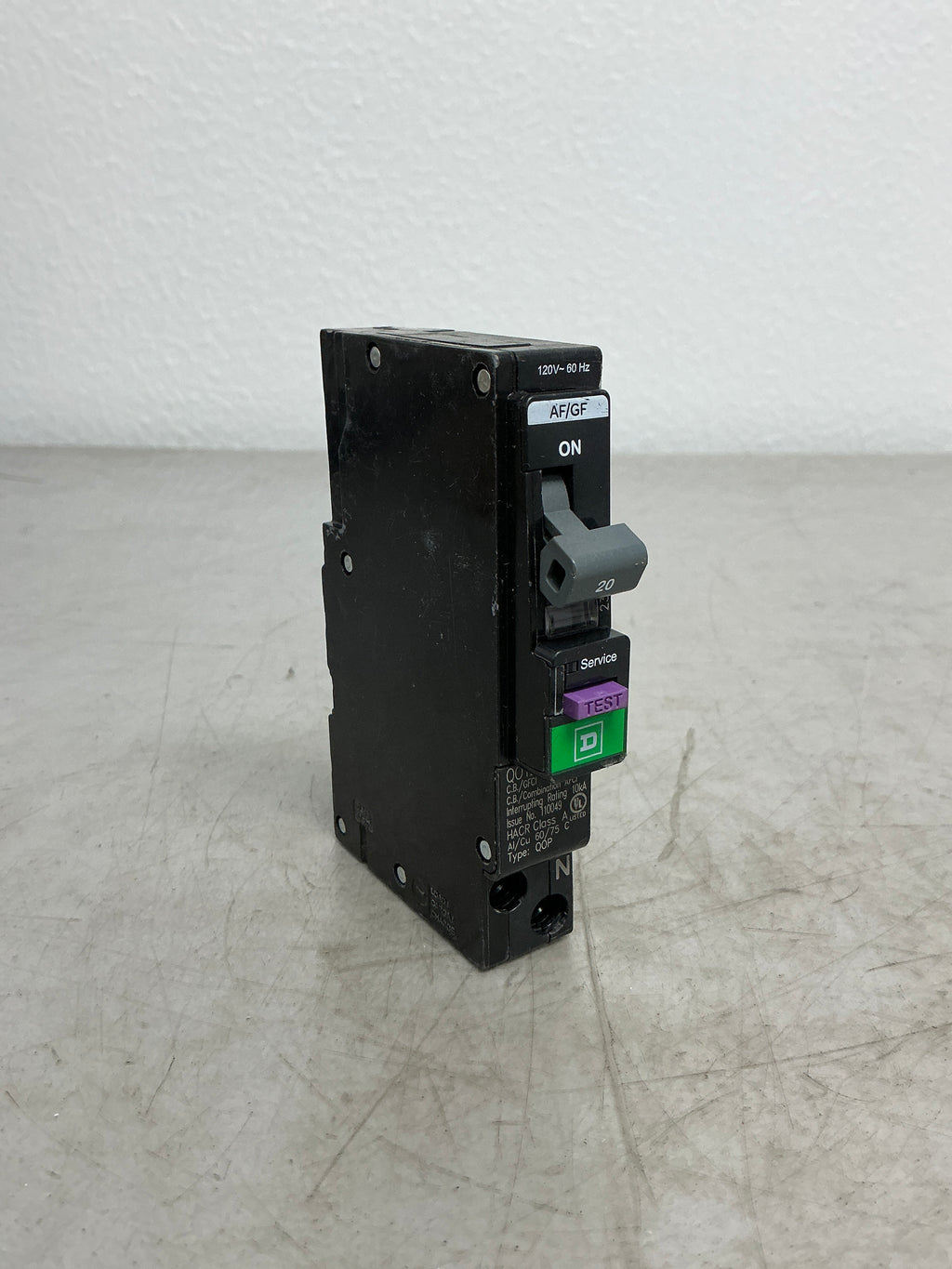Used Square D QO120PAFGF 1 Pole, 20 Amps, 120 Volts Circuit Breaker