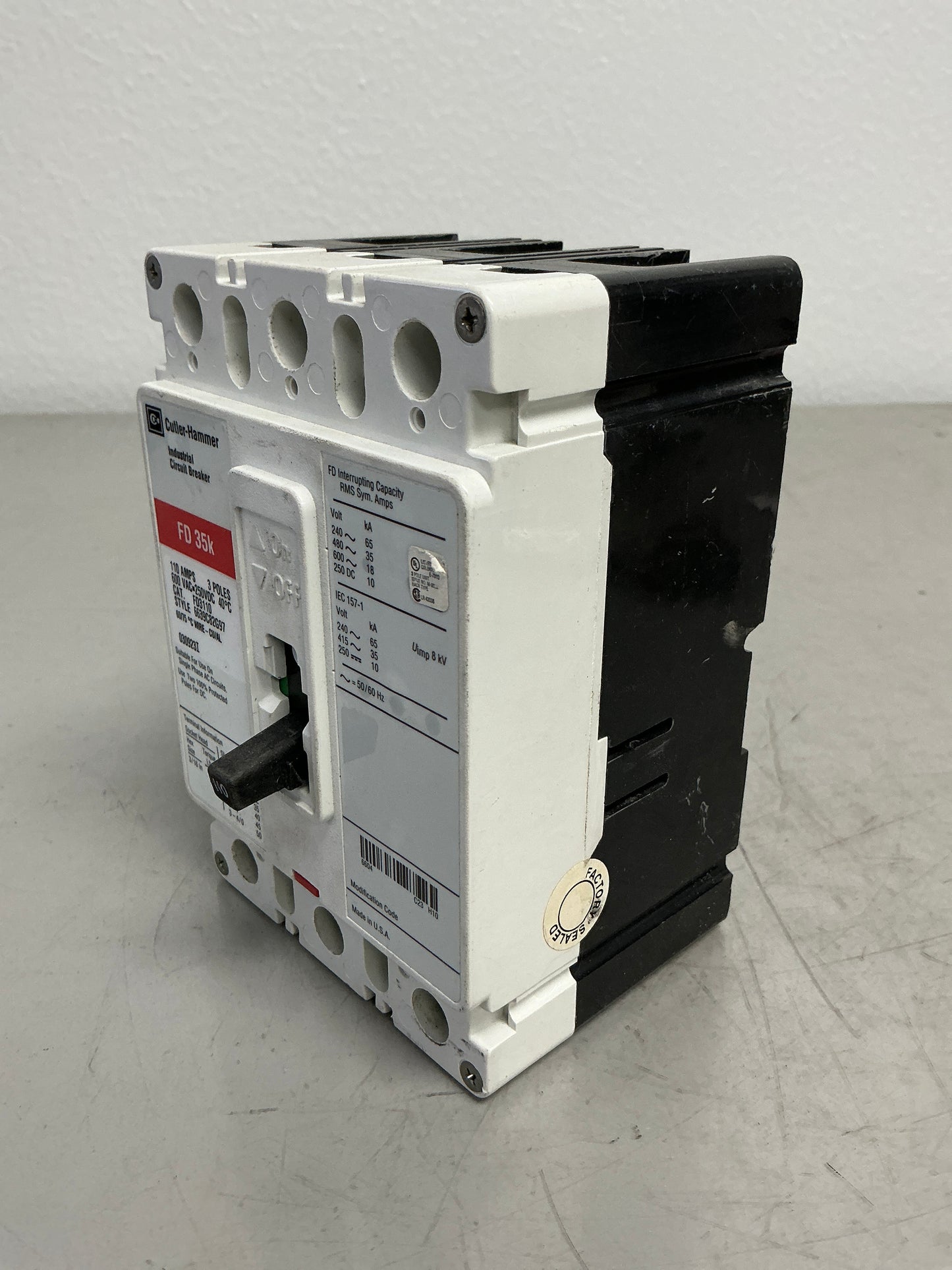 Used FD3110 3 Pole, 110 Amps, 600 Volts
