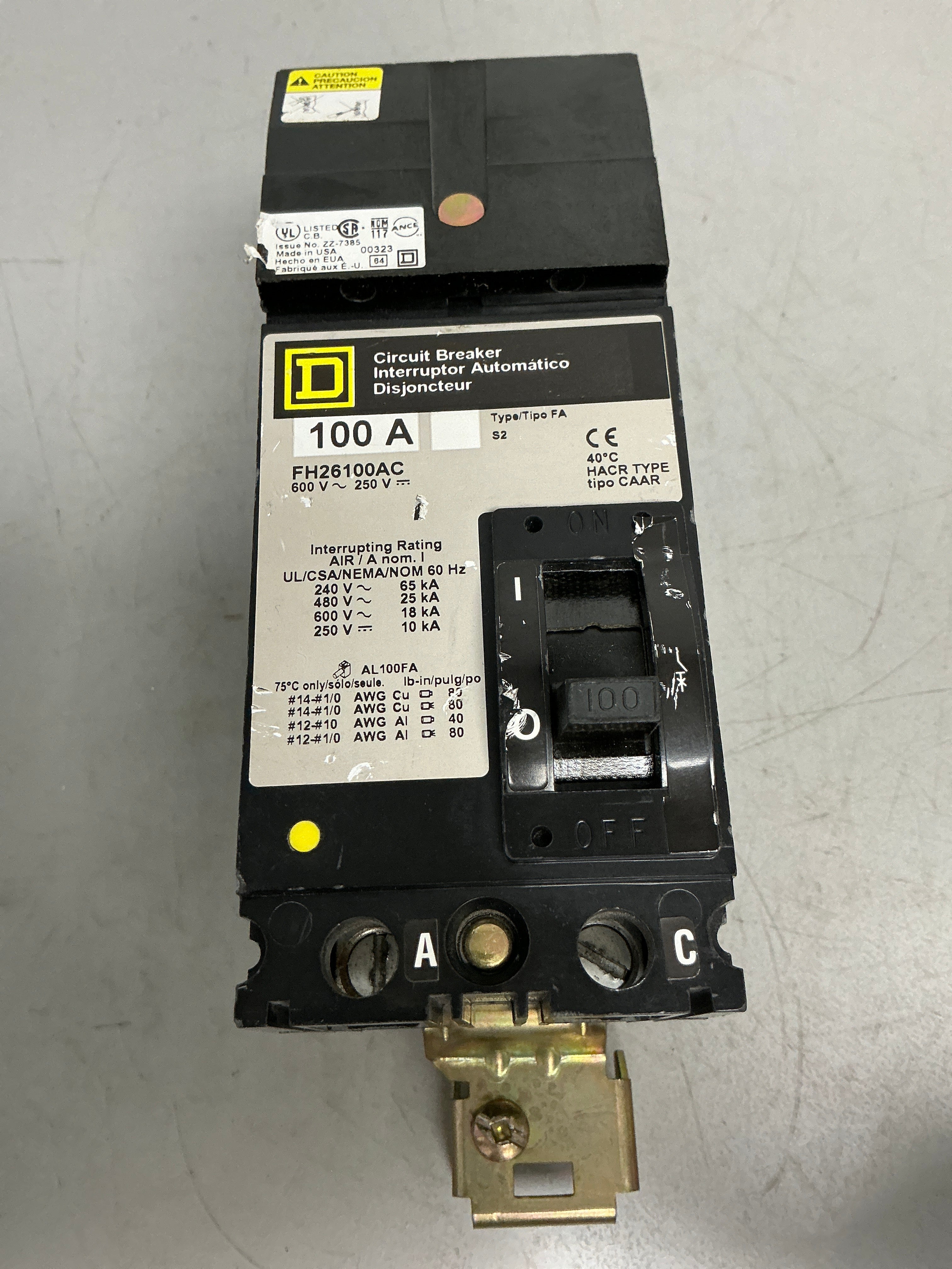 *CHIPPED* Used FH26100AC 2 Poles, 100 Amps