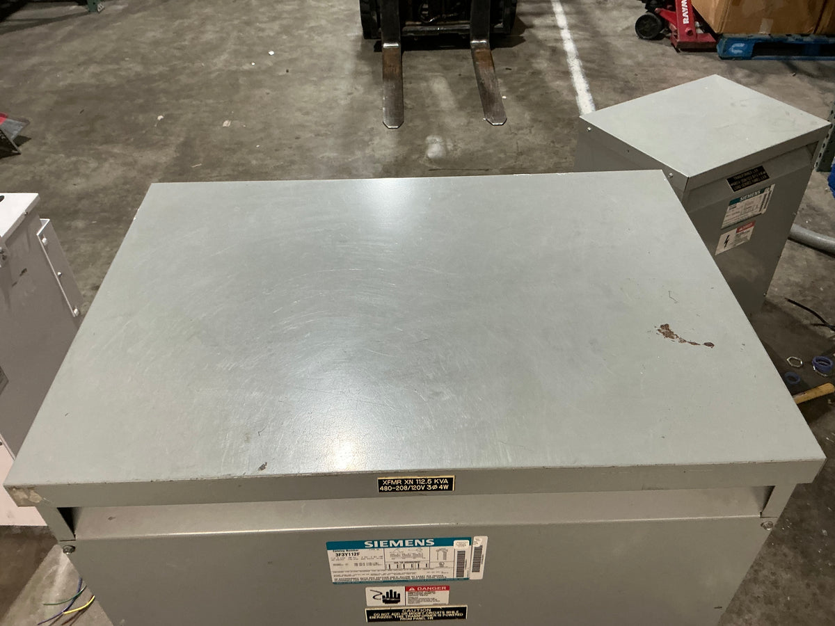 Used Siemens 3F3Y112F 112.5 KVA 3PH 480 Primary 208/120 Secondary Transformer