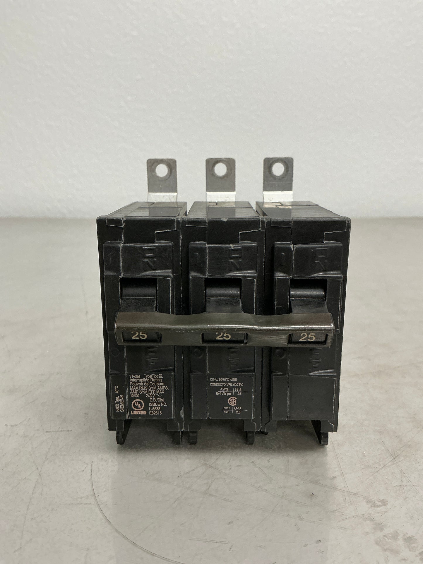 New Siemens B325 3 Pole, 25 Amps, 240 Volts