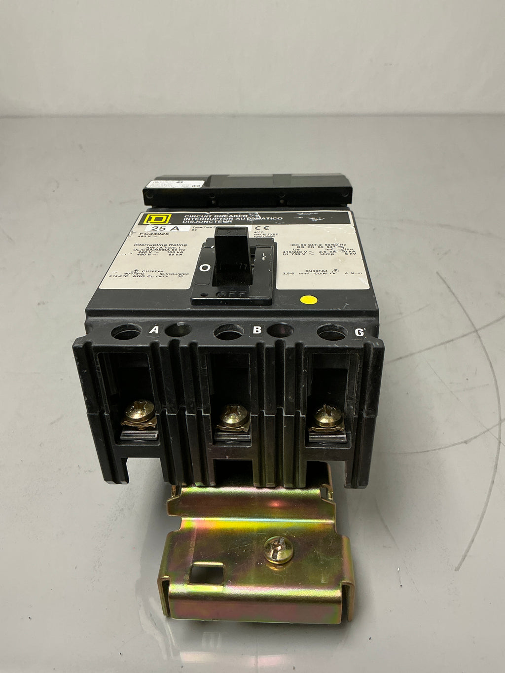 Used Square D FC34025 3 Pole, 25 Amps, 480 Volts Circuit Breaker