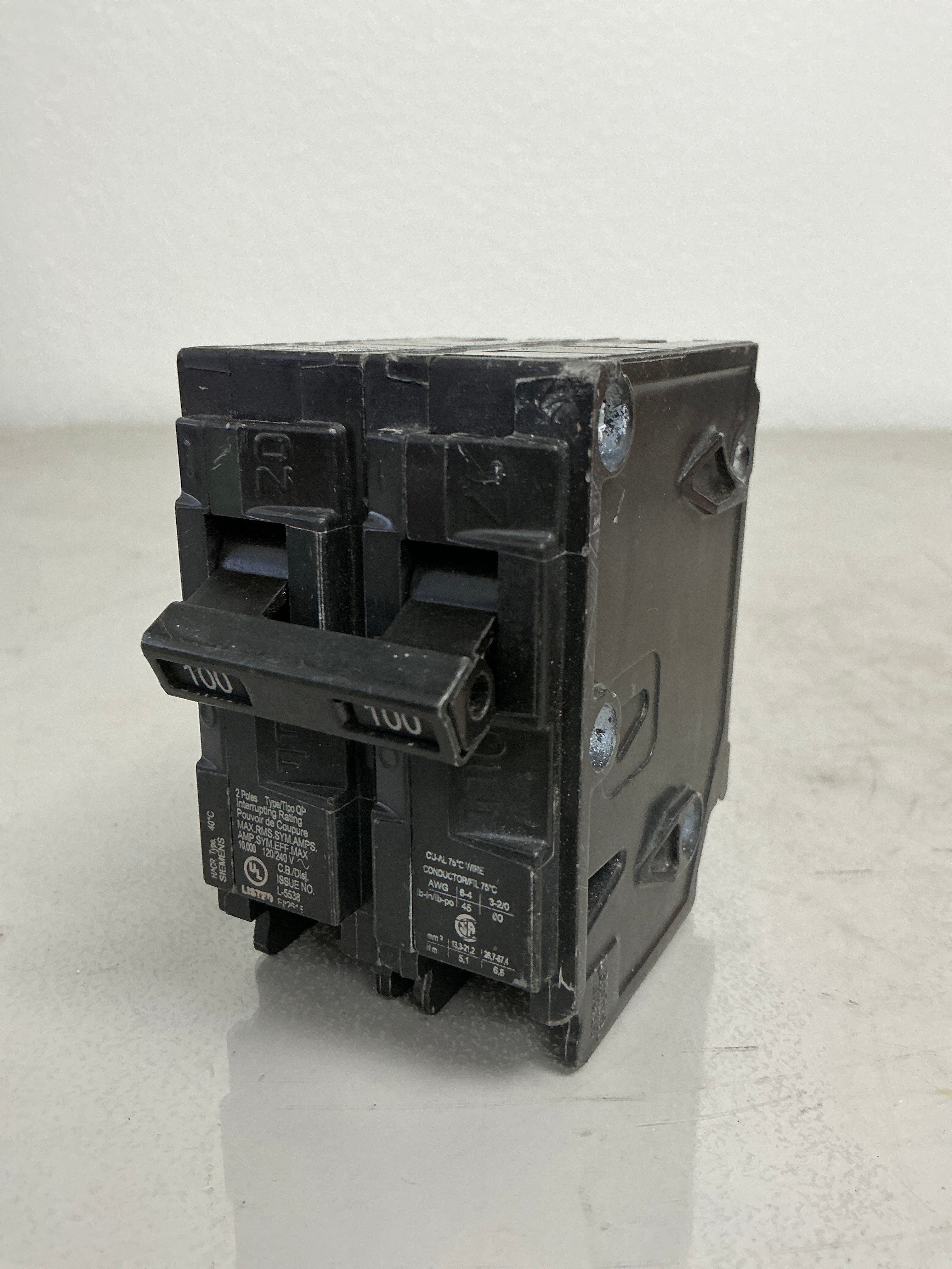 Used Siemens Q2100 2 Pole, 100 Amps, 240 Volts