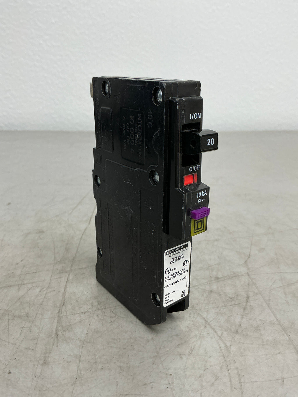 Used Square D QO120PDF 1 Pole, 20 Amps, 120 Volts Circuit Breaker