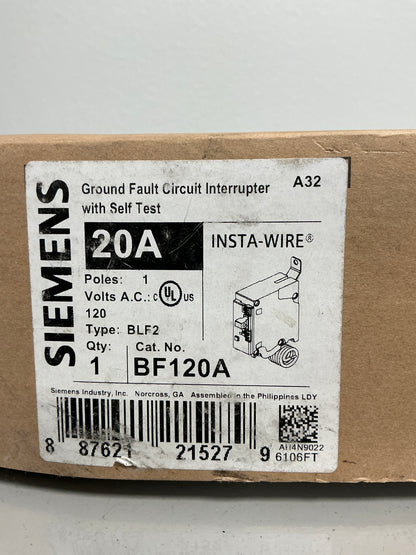 New Siemens BF120A 1 Pole, 20 Amps, 120 Volts