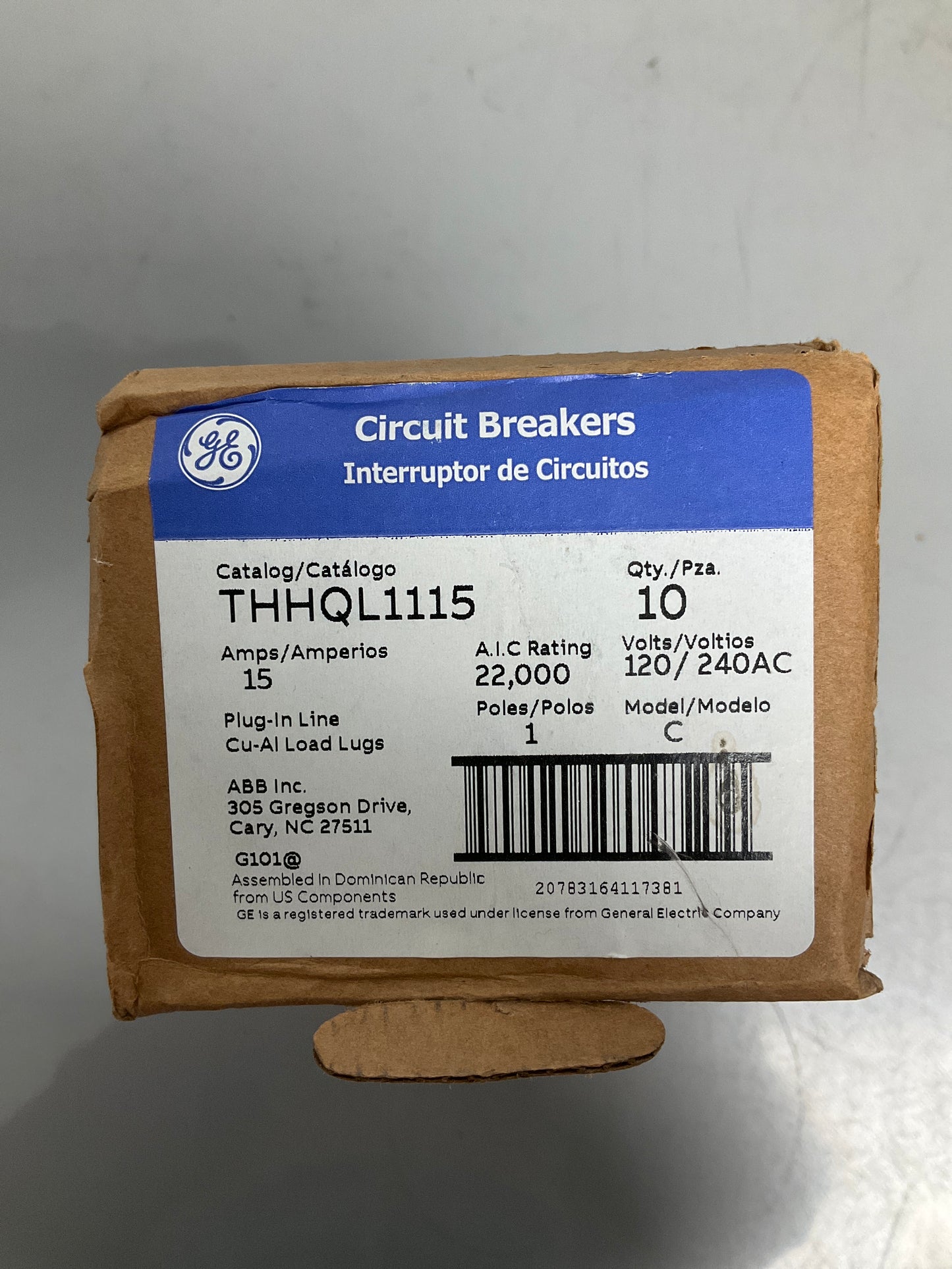 New THHQL1115 1 Pole, 15 Amps, 240 Volts