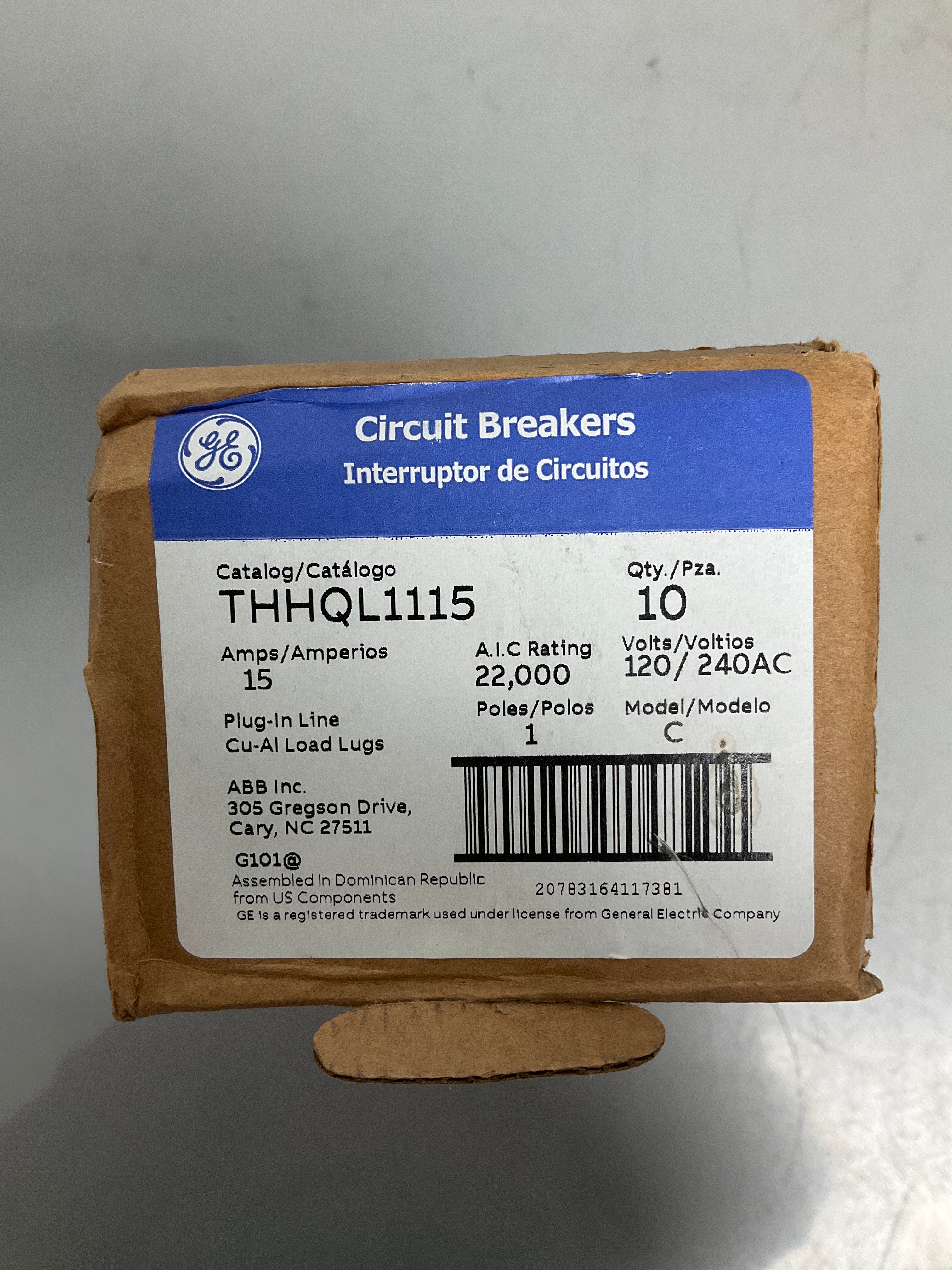 New THHQL1115 1 Pole, 15 Amps, 240 Volts