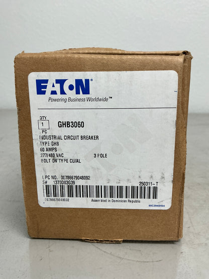 New Eaton GHB3060 3 Pole, 60 Amps, 480 Volts