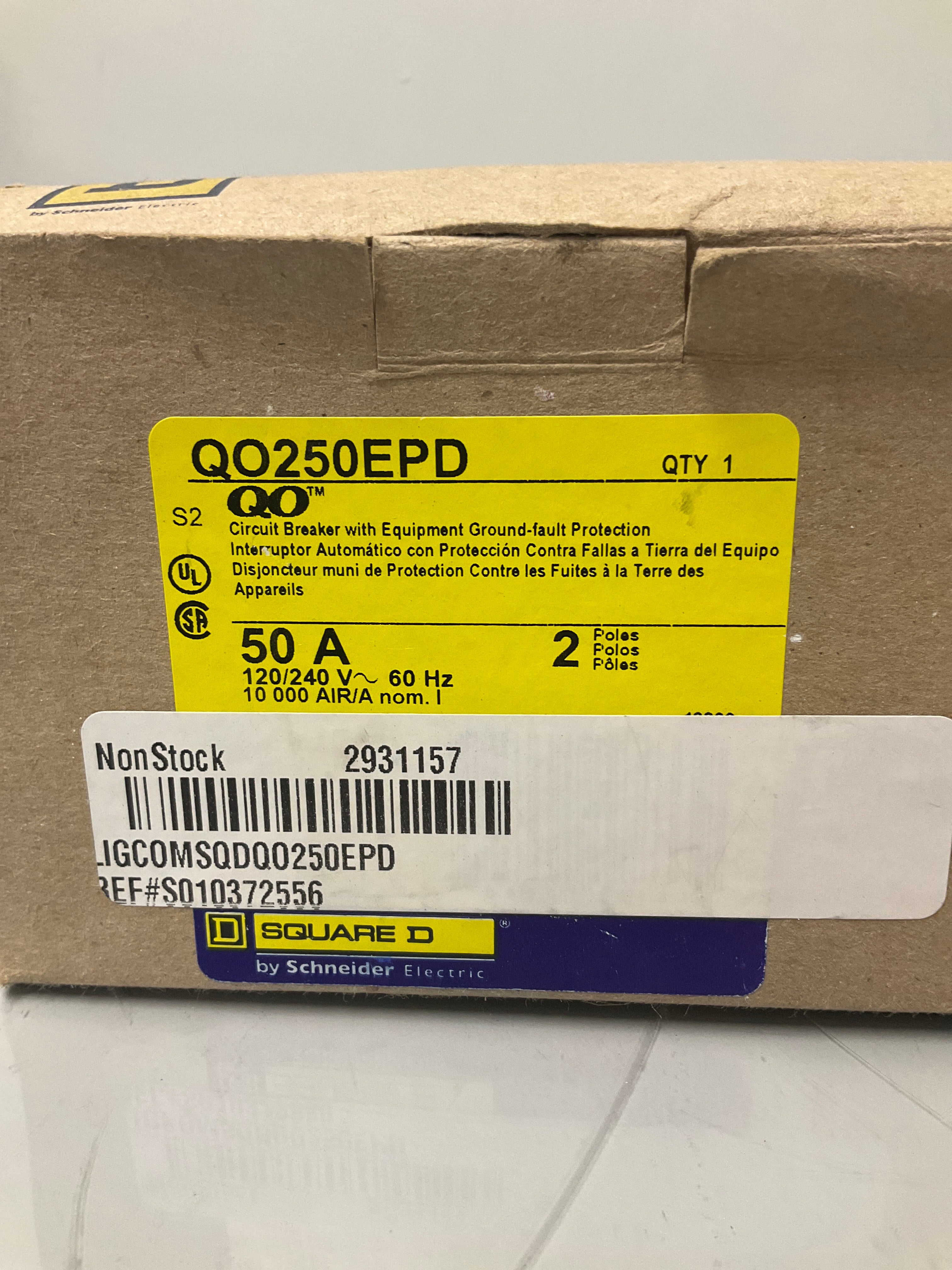 New Square D QO250EPD 2 Pole, 50 Amps, 240 Volts Circuit Breaker