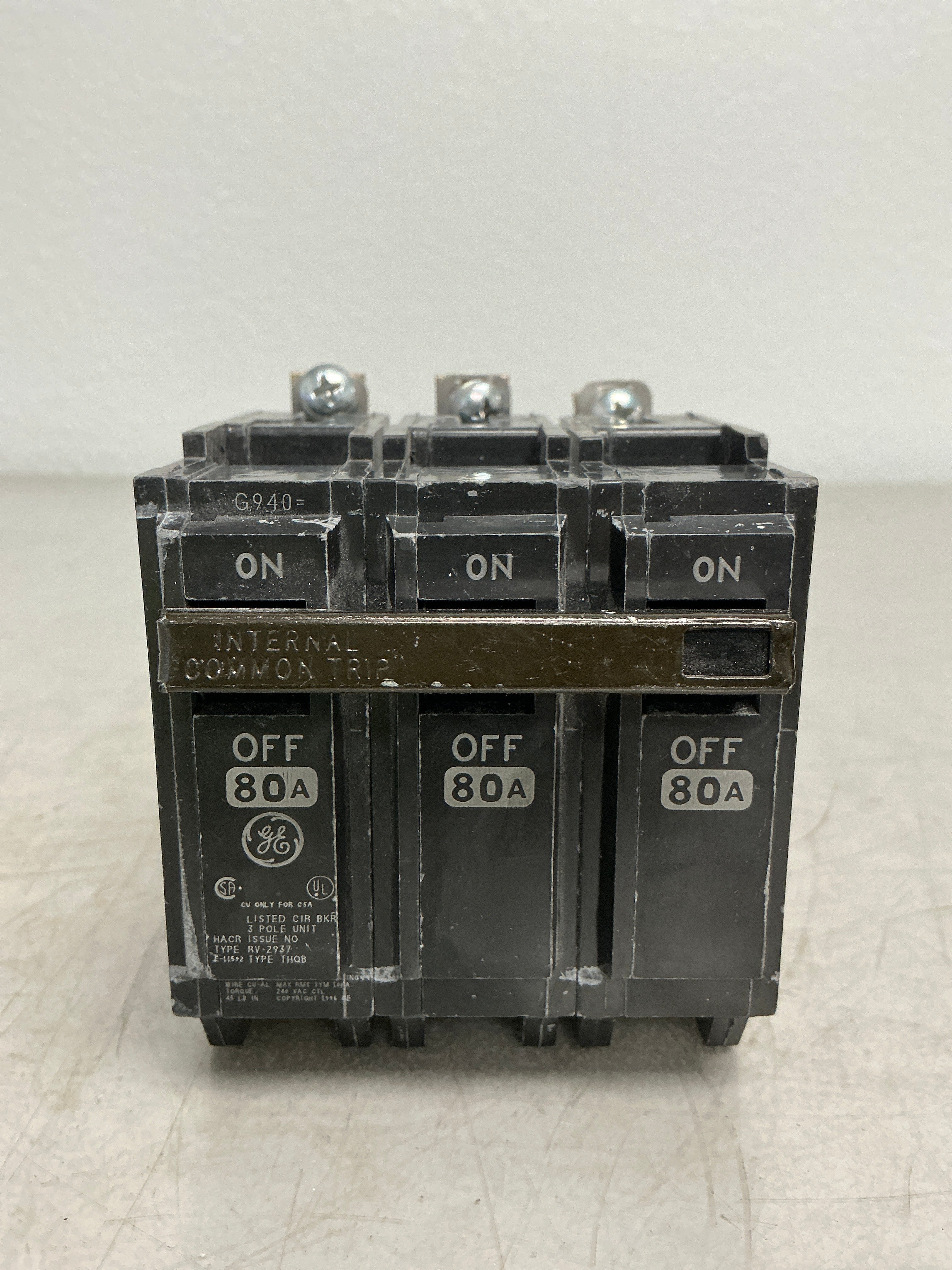 Used THQB32080 3 Pole, 80 Amps, 240 Volts