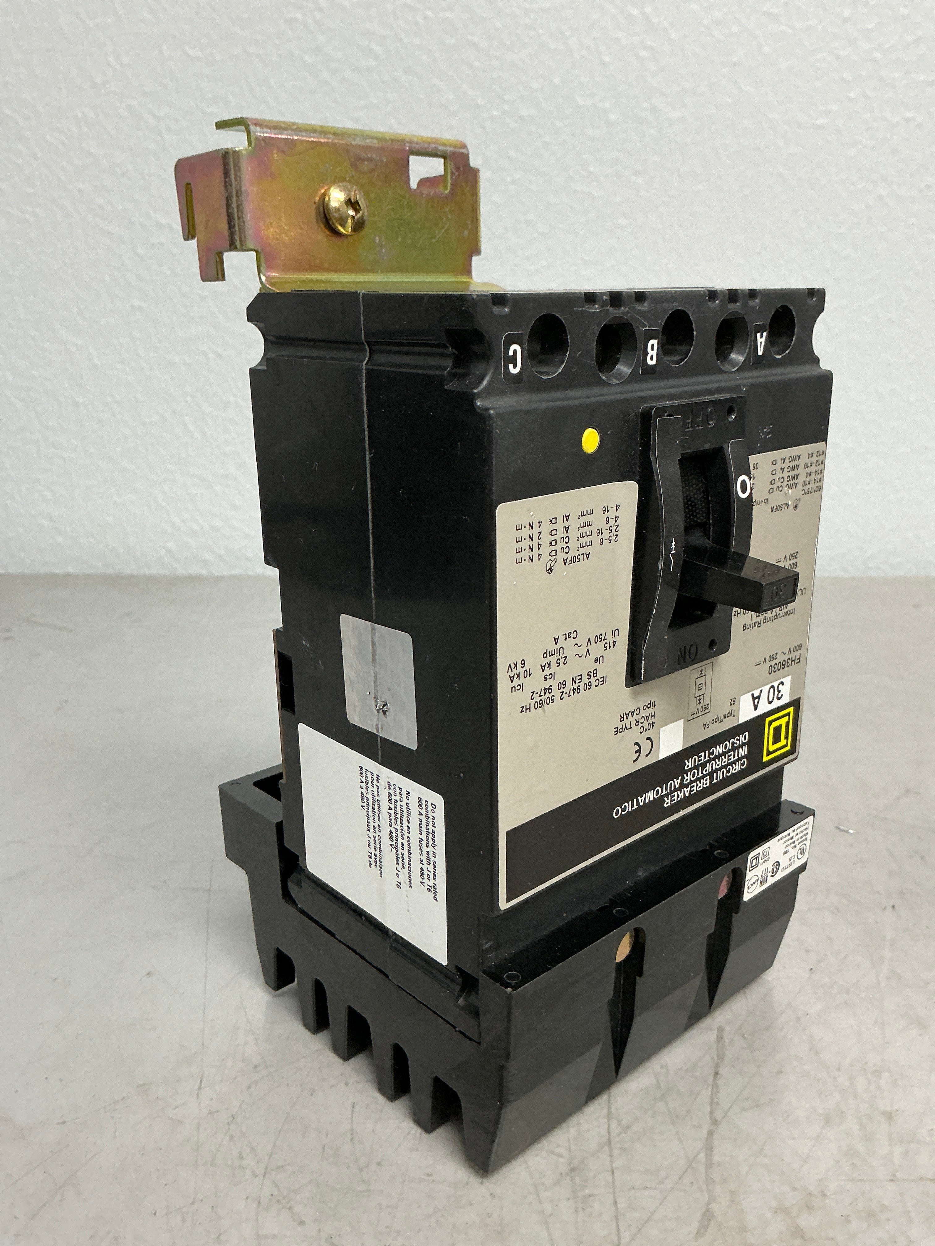 Used Square D FH36030 3 Pole, 30 Amps, 600 Volts Circuit Breaker