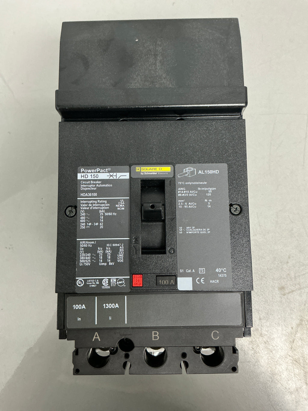 New Square D HDA36100 3 Pole, 100 Amps, 600 Volts