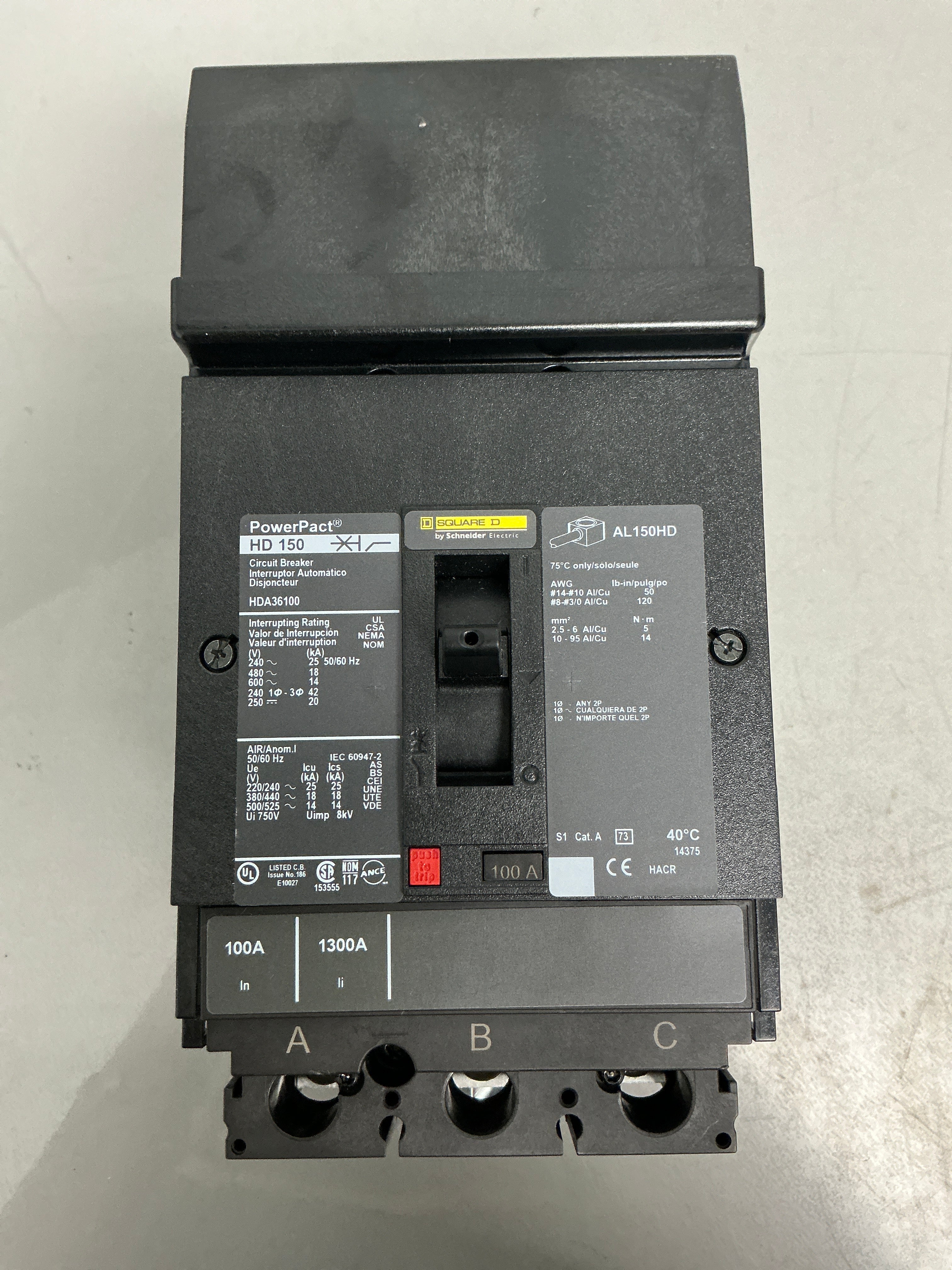 New Square D HDA36100 3 Pole, 100 Amps, 600 Volts