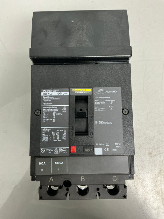 New Square D HDA36100 3 Pole, 100 Amps, 600 Volts