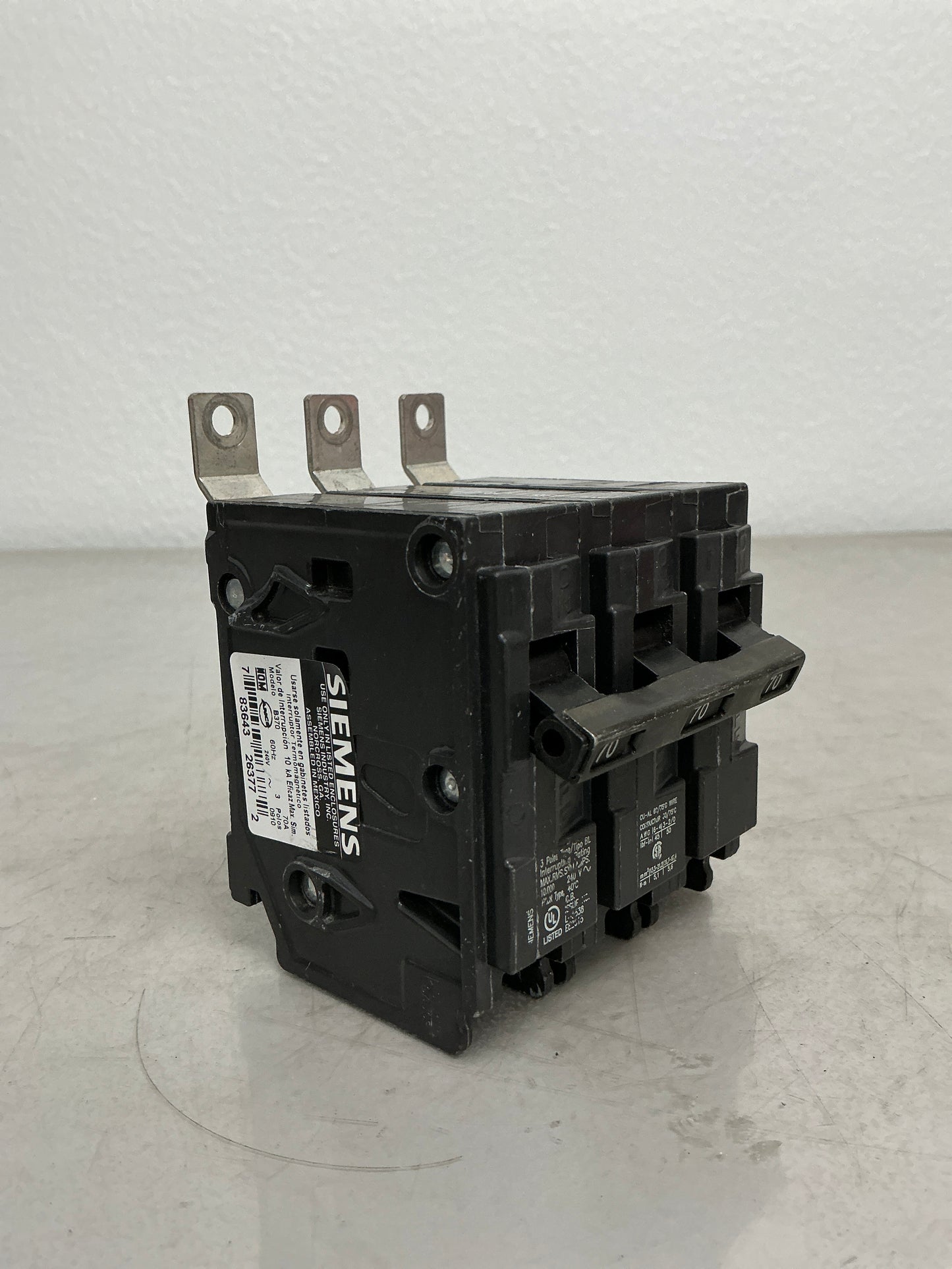 Used Siemens B370 3 Pole, 70 Amps, 240 Volts