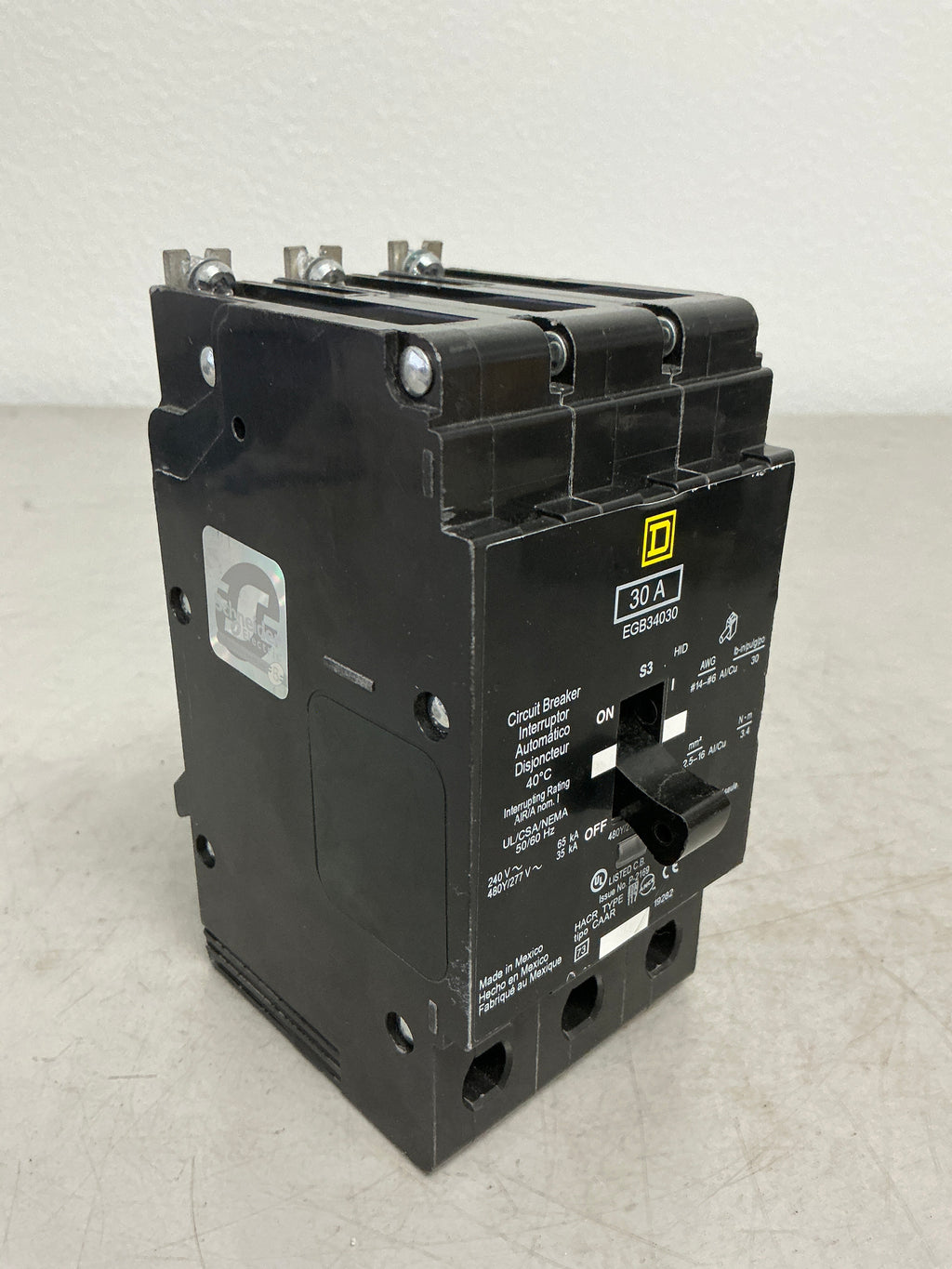 Used Square D EGB34030 3 Pole, 30 Amps, 480 Volts Circuit Breaker