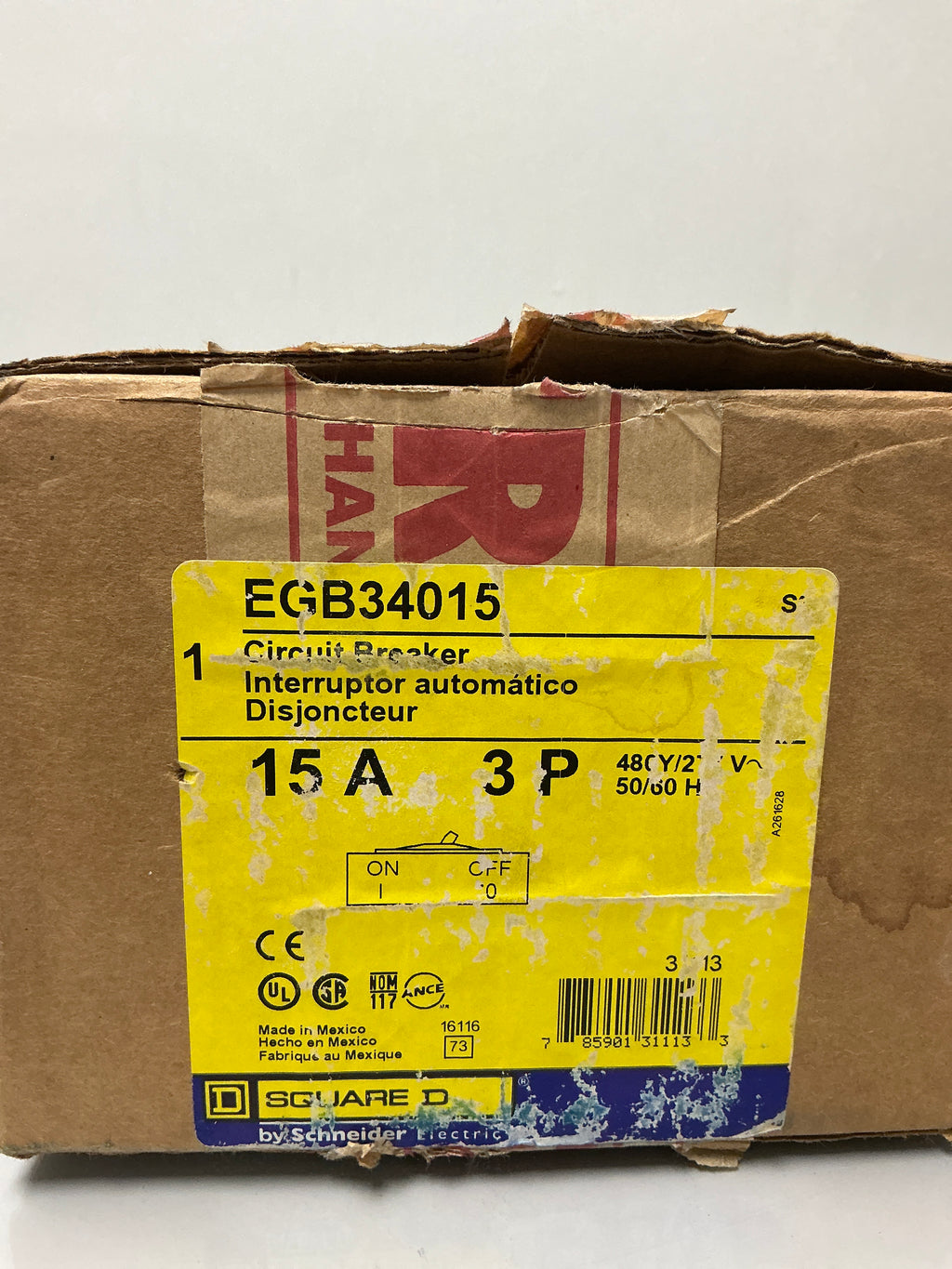New Square D EGB34015 3 Pole, 15 Amps, 480 Volts Circuit Breaker