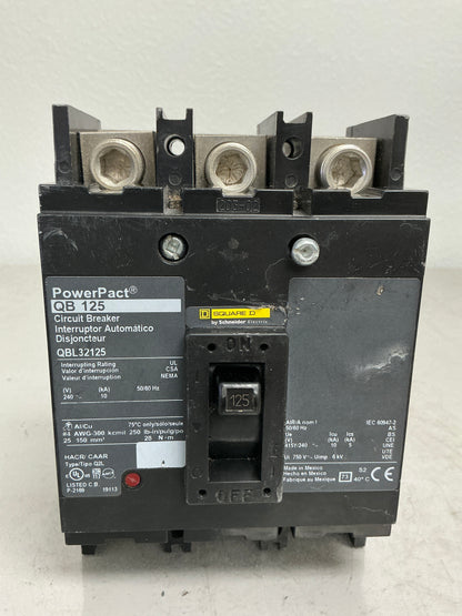 Used Square D QBL32125 3 Poles, 125 Amps, 240 Volts