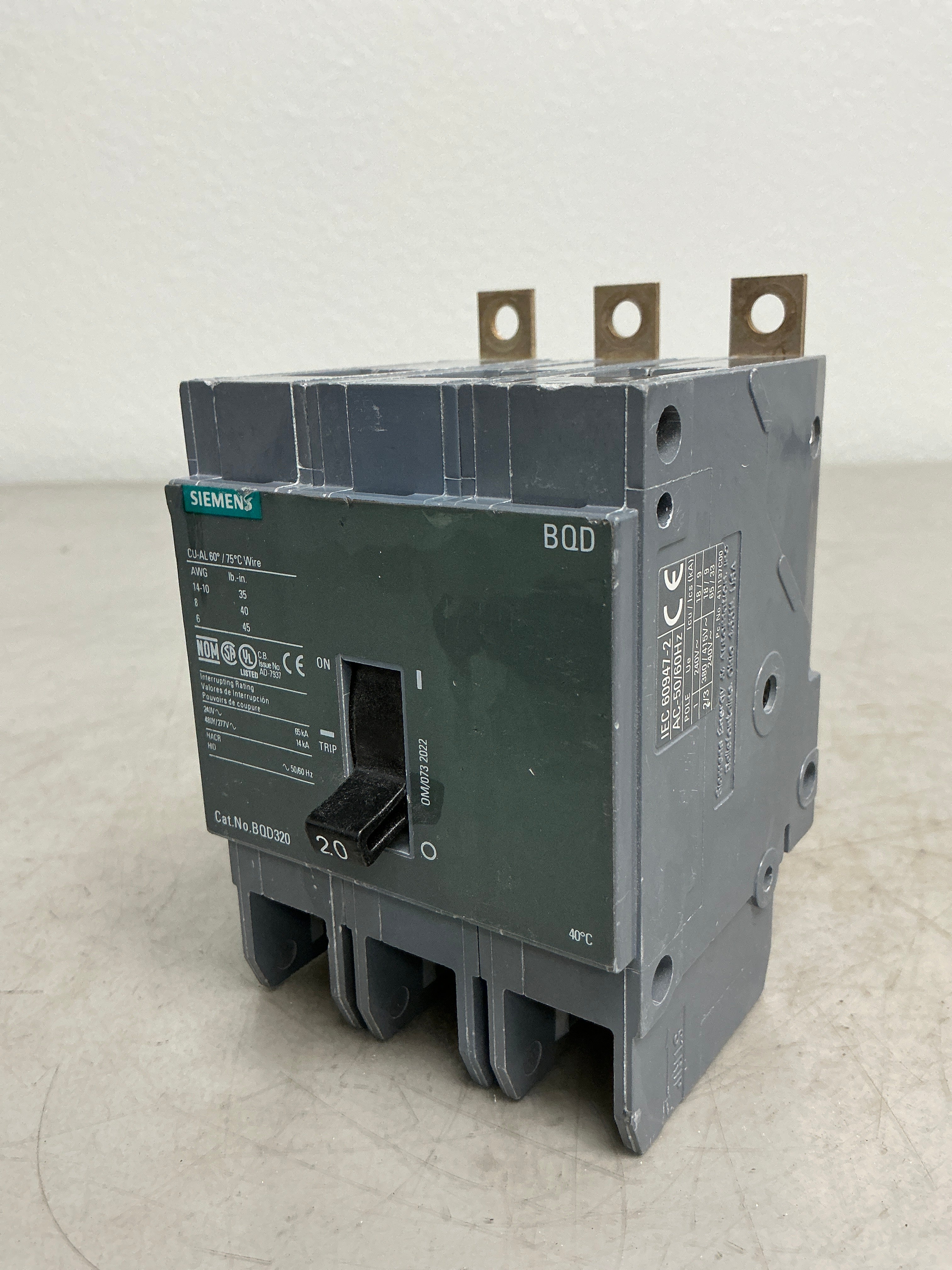 New Siemens BQD320 3 Pole, 20 Amps, 480 Volts Circuit Breaker