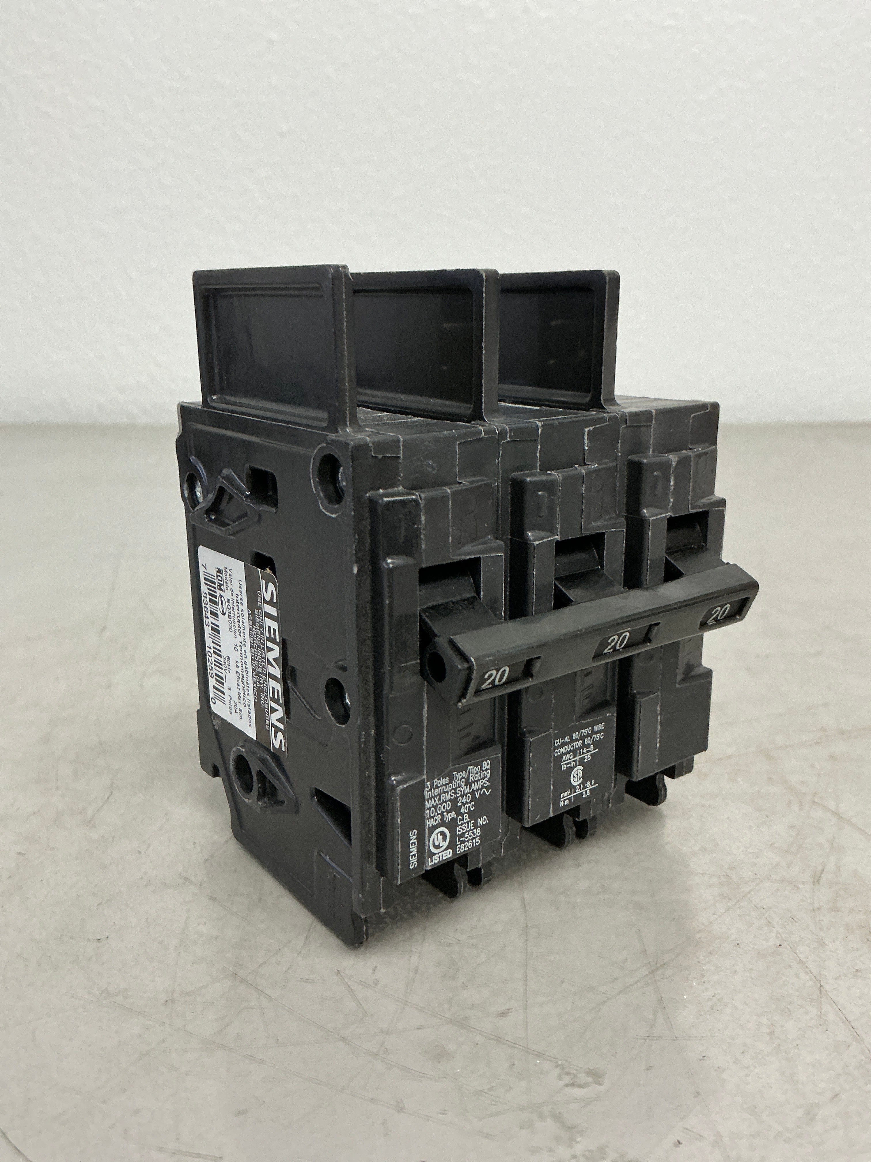 Used Siemens BQ3B020 3 Pole, 20 Amps, 240 Volts