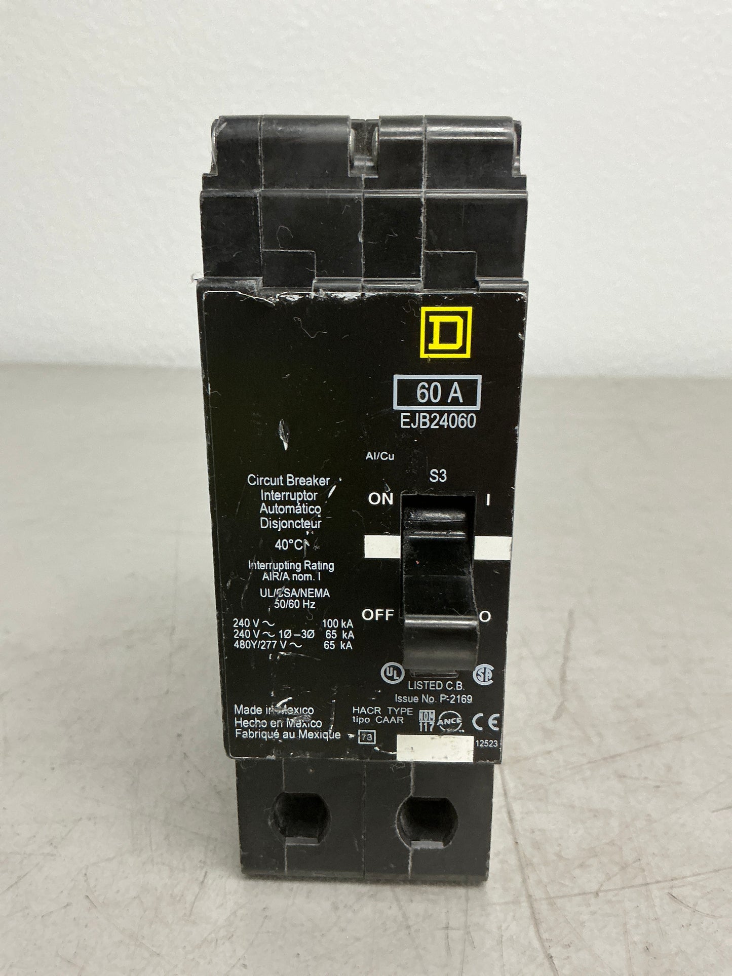 Used Square D EJB24060 2 Pole, 60 Amps, 277/480 Volts