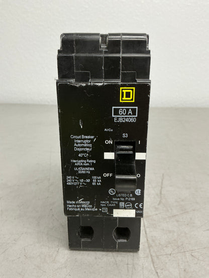 Used Square D EJB24060 2 Pole, 60 Amps, 277/480 Volts