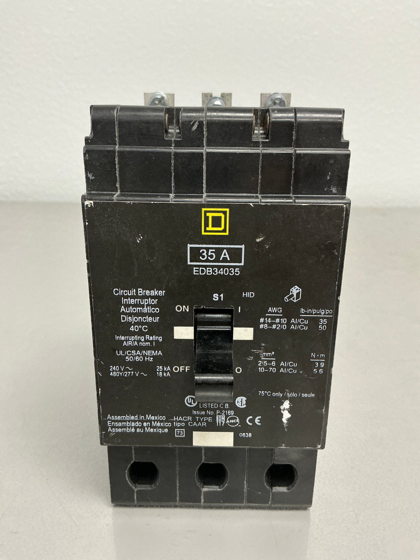 Used EDB34035 3 Pole, 35 Amps, 480/277 Volts