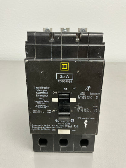 Used EDB34035 3 Pole, 35 Amps, 480/277 Volts