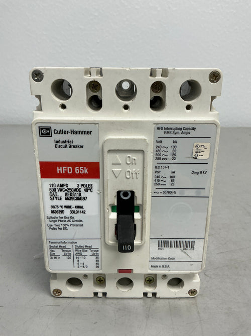 New HFD3110 3 Poles, 110 Amps, 600 Volts