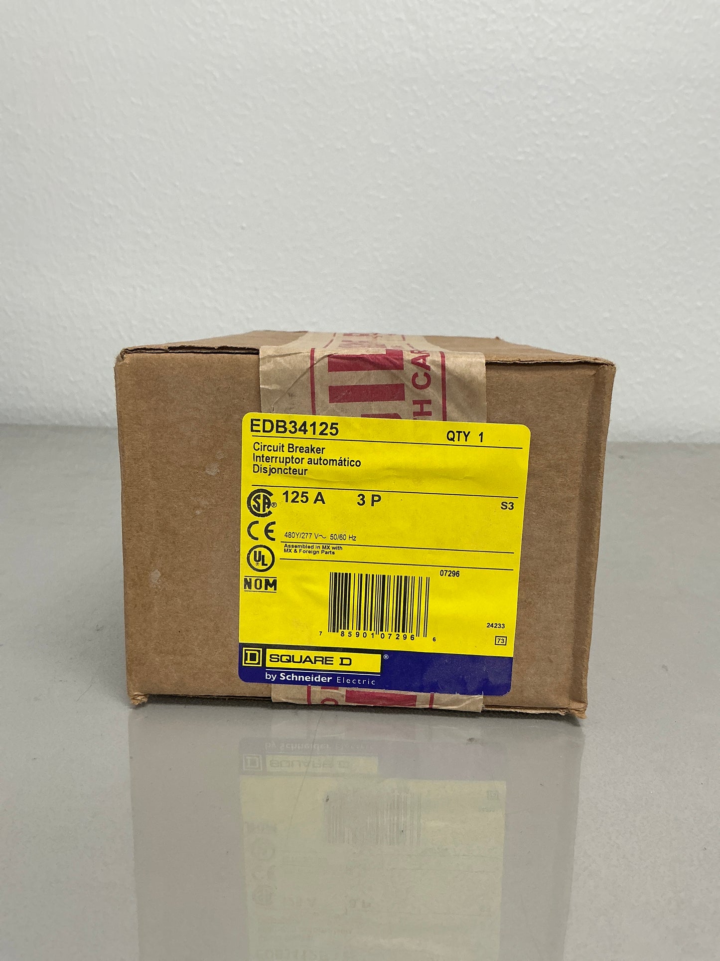 New Square D EDB34125 125 Amp, 3 Pole, 277/480 Volt