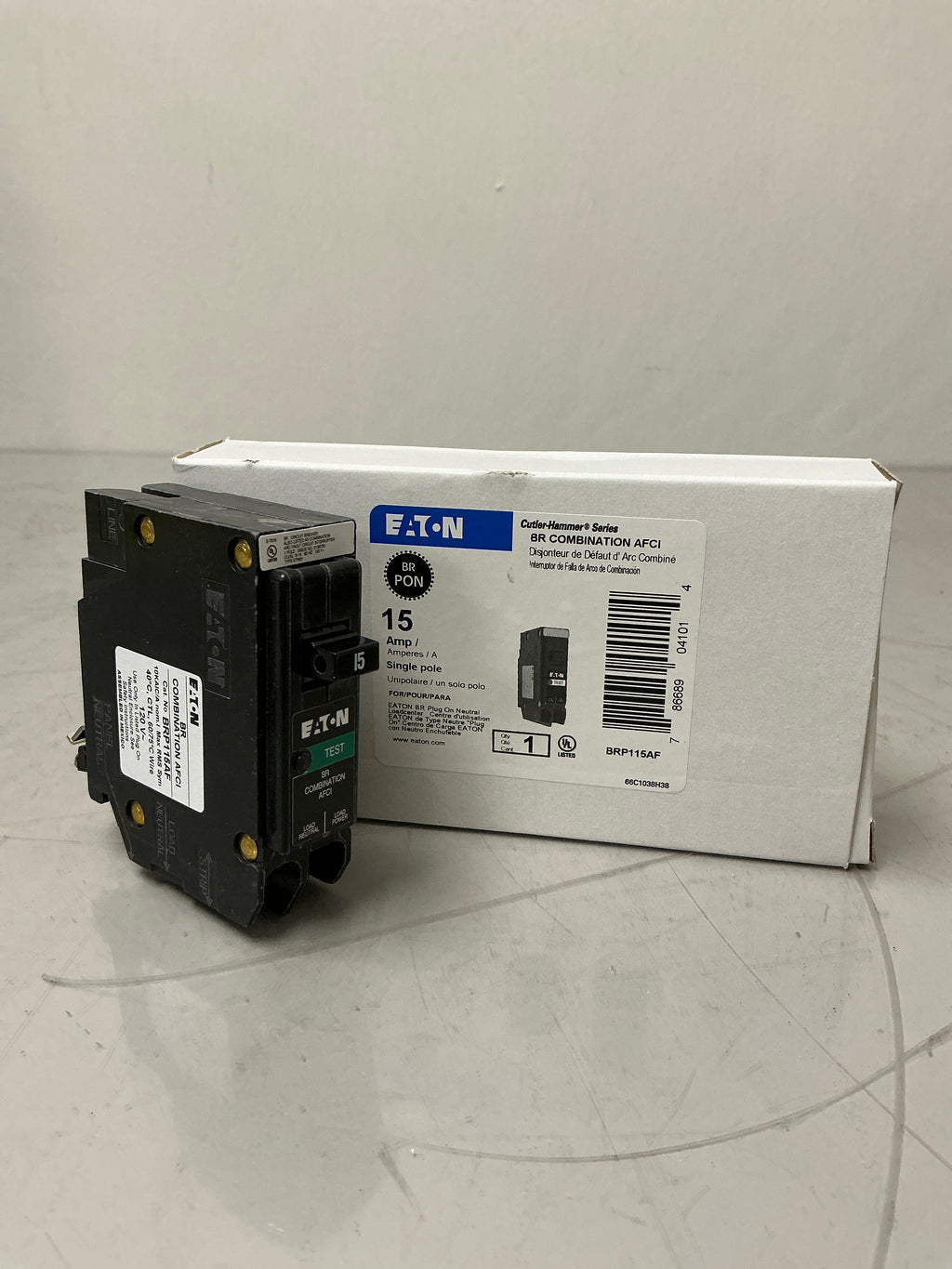 New Eaton BRP115AF 1 Pole, 15 Amps, 120 Volts Circuit Breaker