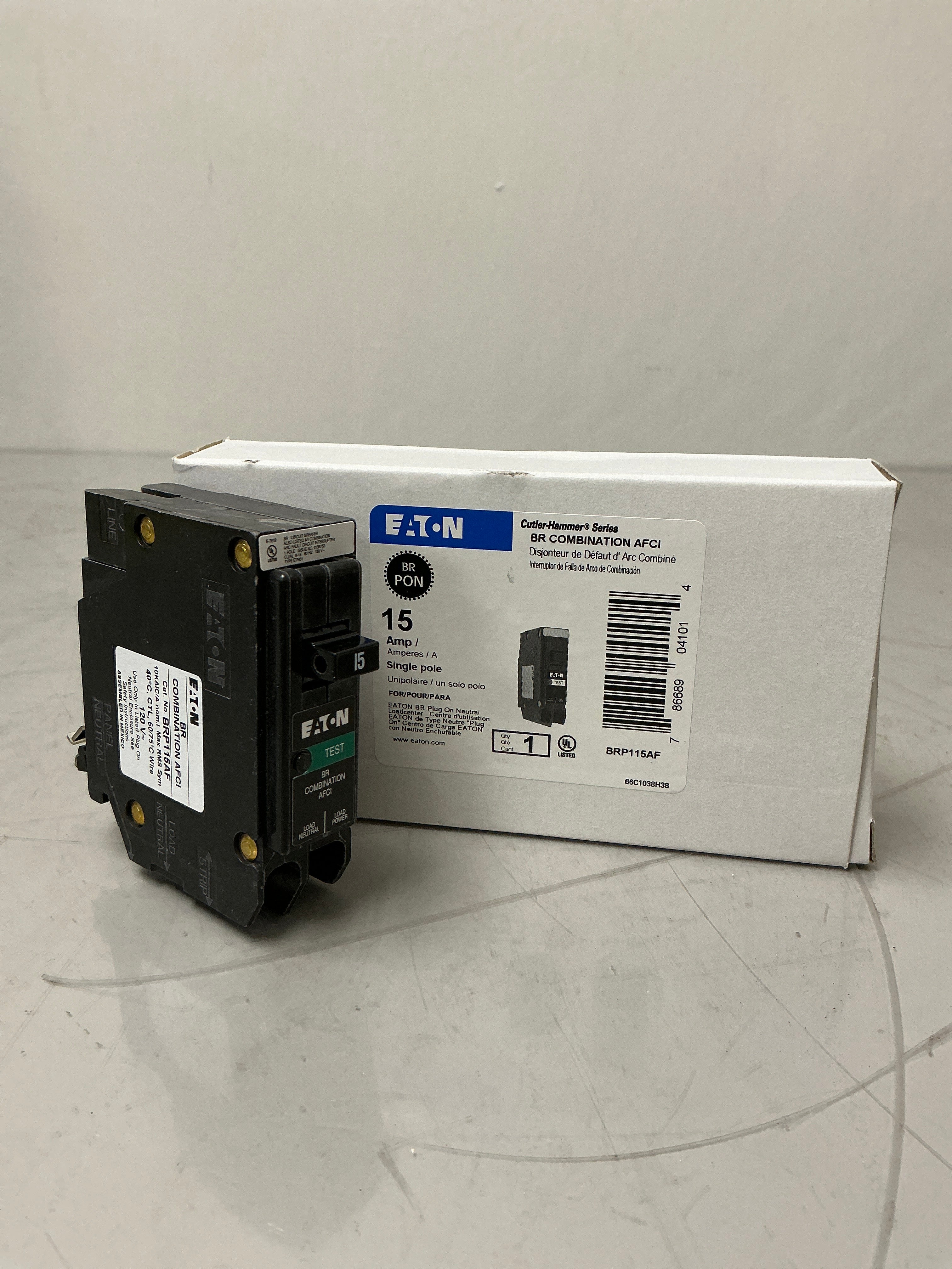 New Eaton BRP115AF 1 Pole, 15 Amps, 120 Volts Circuit Breaker