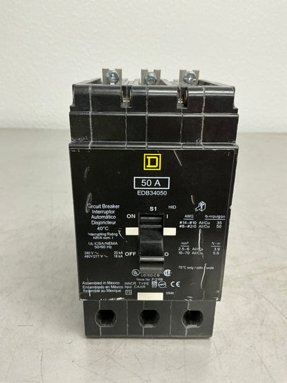 Used Square D EDB34050 3 Pole, 50 Amps, 480 Volts
