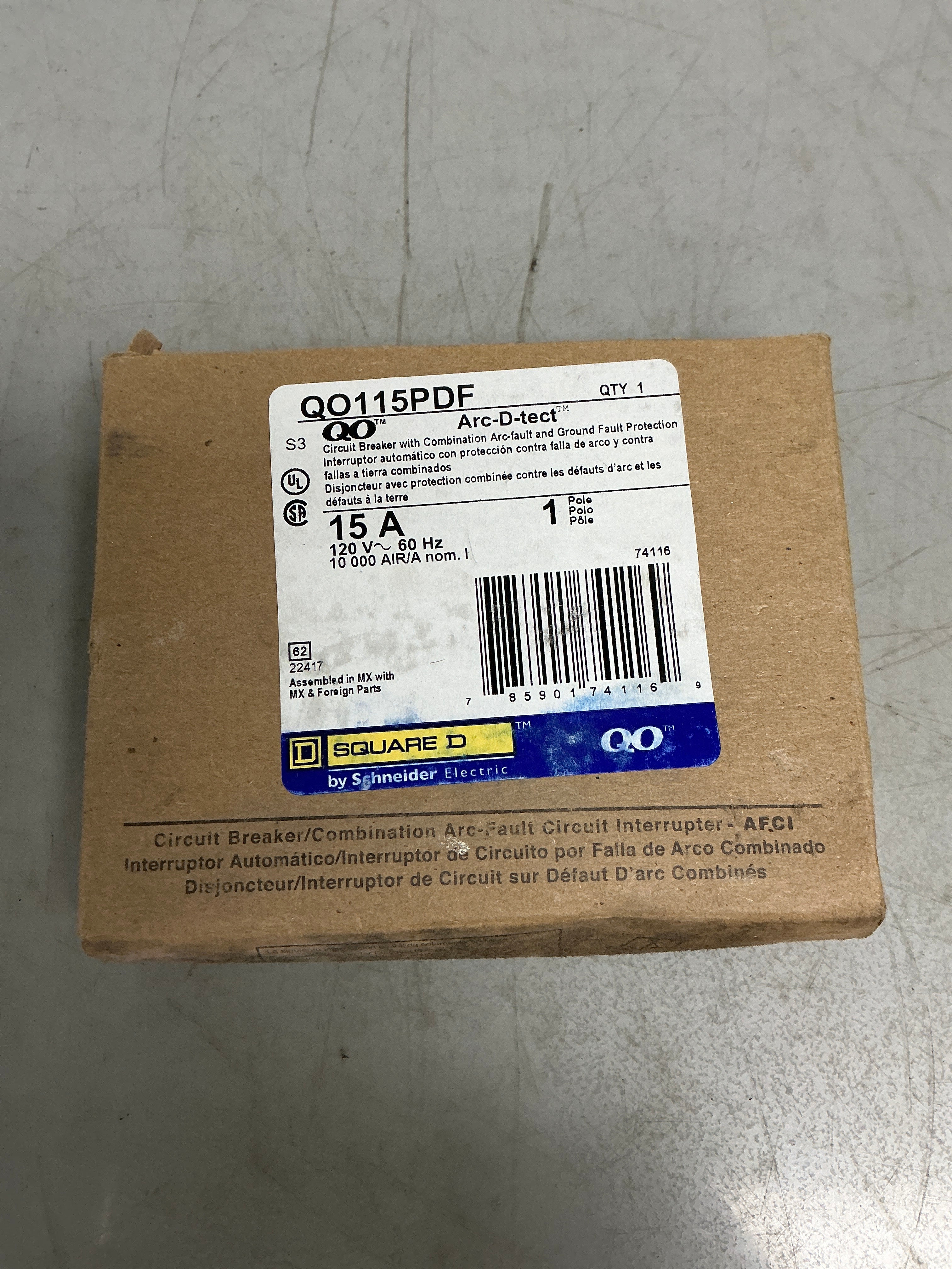 New Square D QO115PDF 1 Pole, 15 Amps, 240 Volts