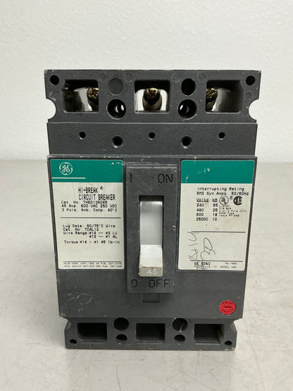 Used THED136045 3 Pole, 45 Amps, 600 Volts