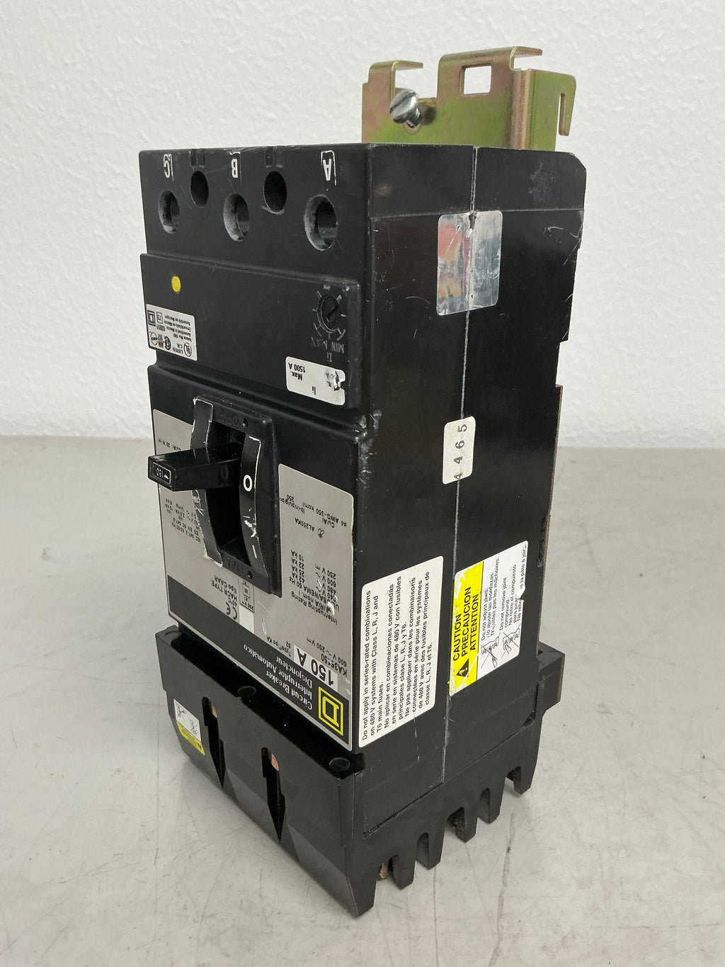 Used Square D KA36150 3 Pole, 150 Amps, 600 Volts Circuit Breaker