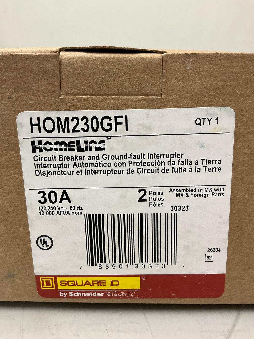 New Square D HOM230GFI 2 Pole, 30 Amps, 240 Volts Circuit Breaker