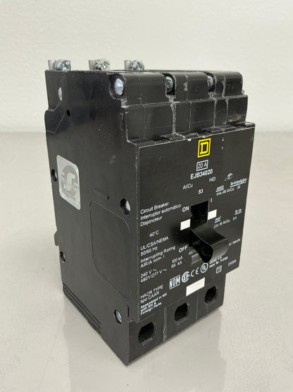 Used Square D EJB34020 3 Pole, 20 Amps, 480/277 Volts