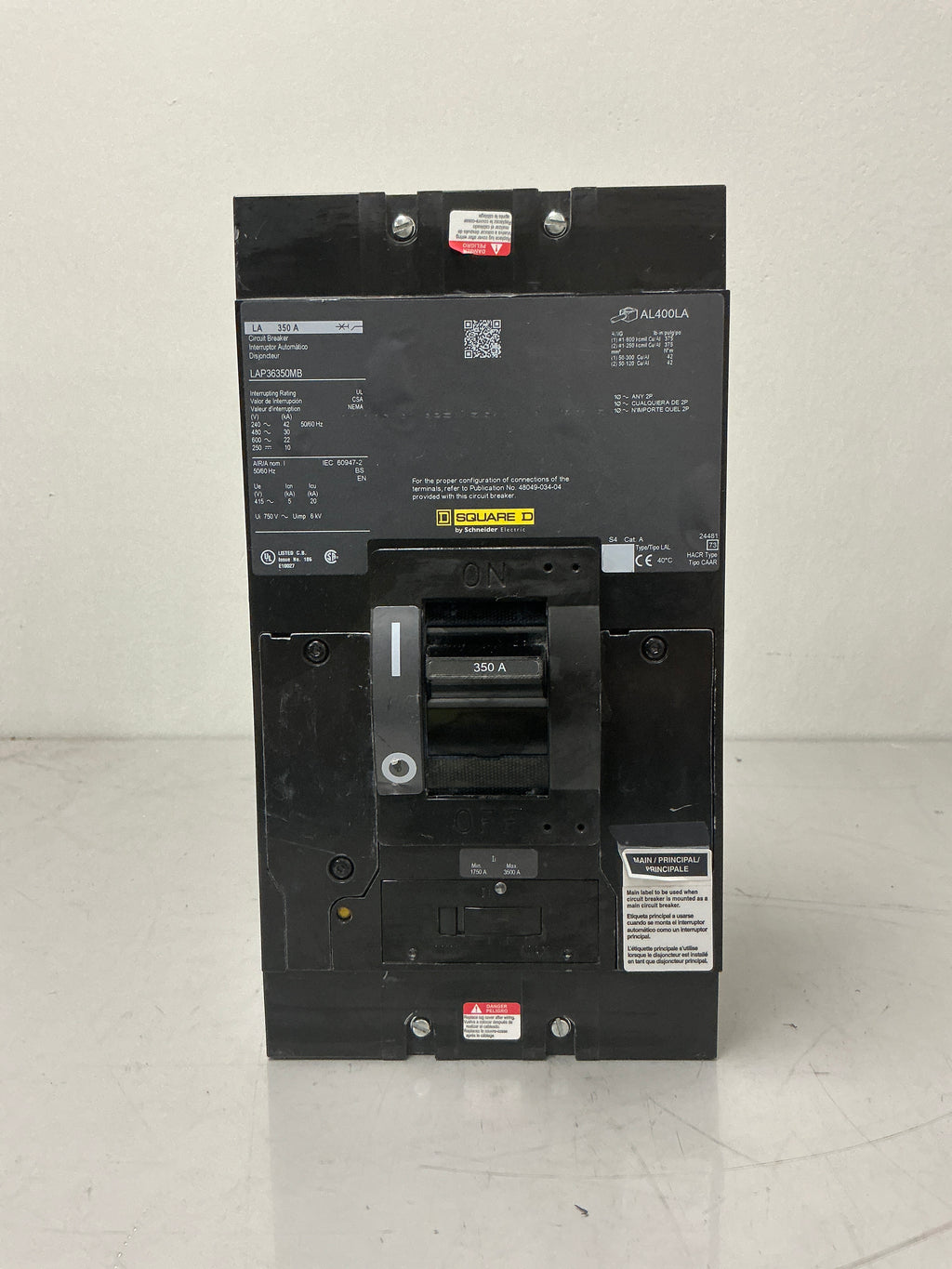 New Square D LAP36350MB 3Pole, 350 Amps, 600 Volts Circuit Breaker