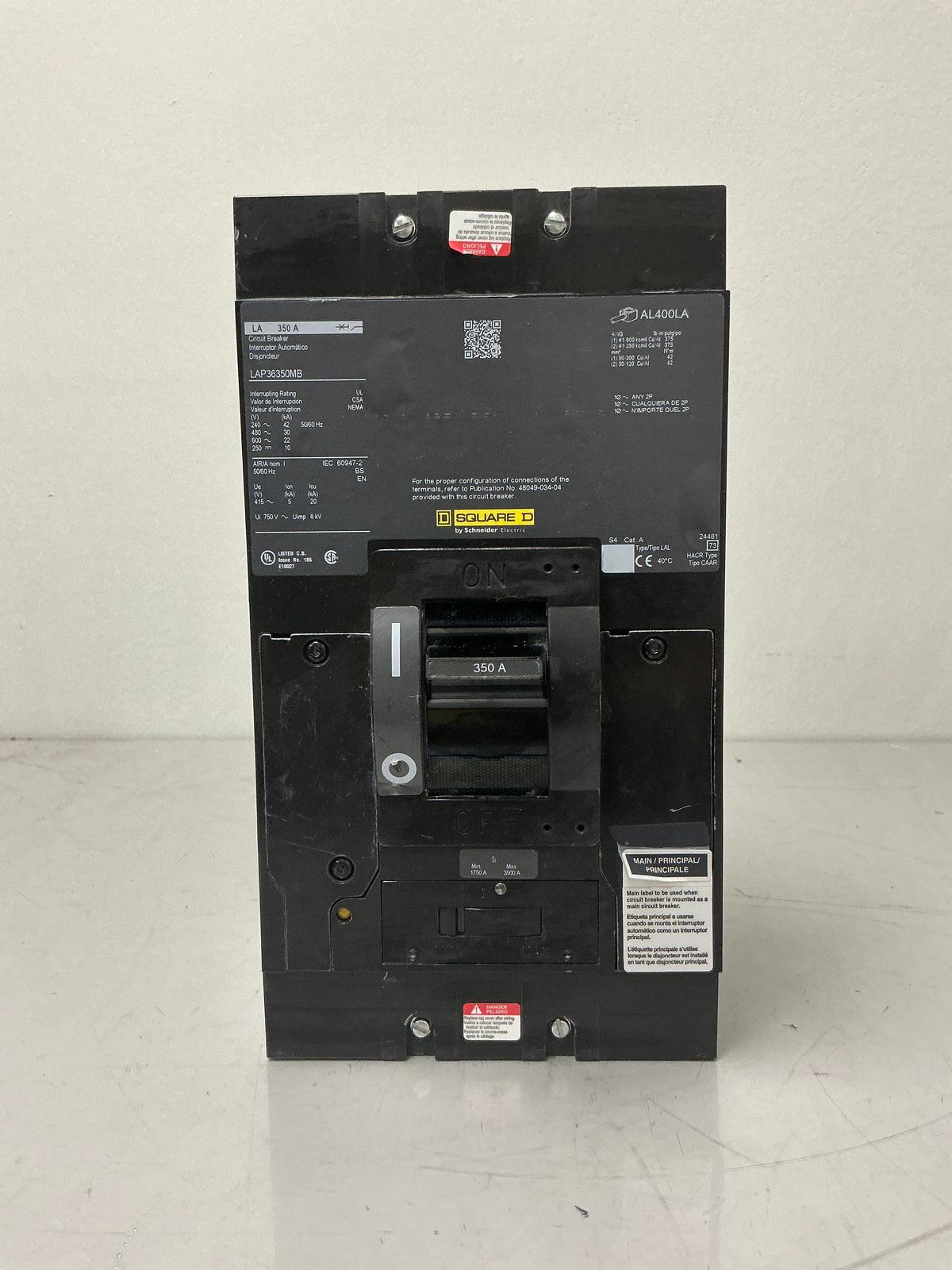 New Square D LAP36350MB 3Pole, 350 Amps, 600 Volts Circuit Breaker